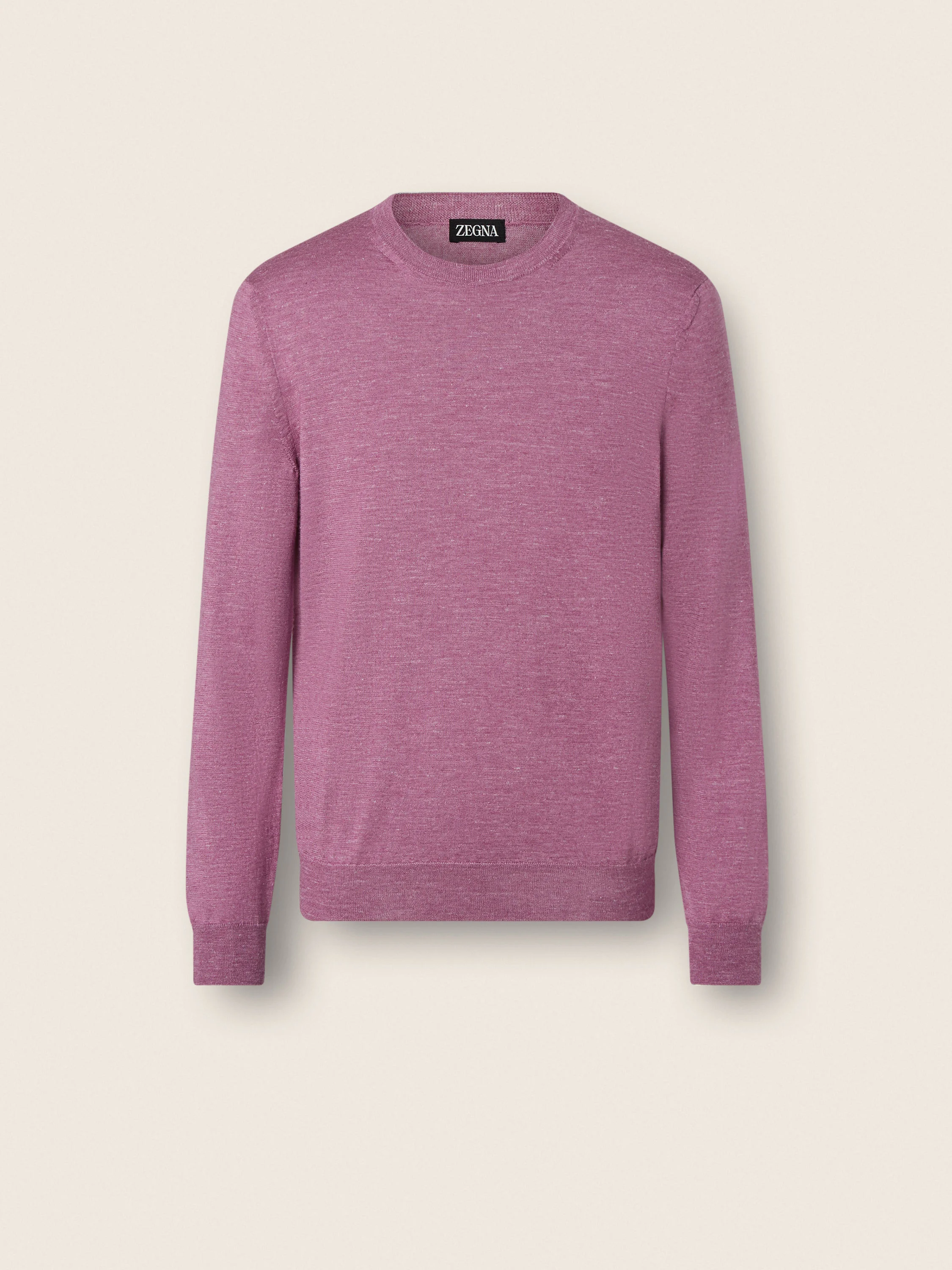 PINK MÉLANGE SILK CASHMERE AND LINEN CREWNECK - 1