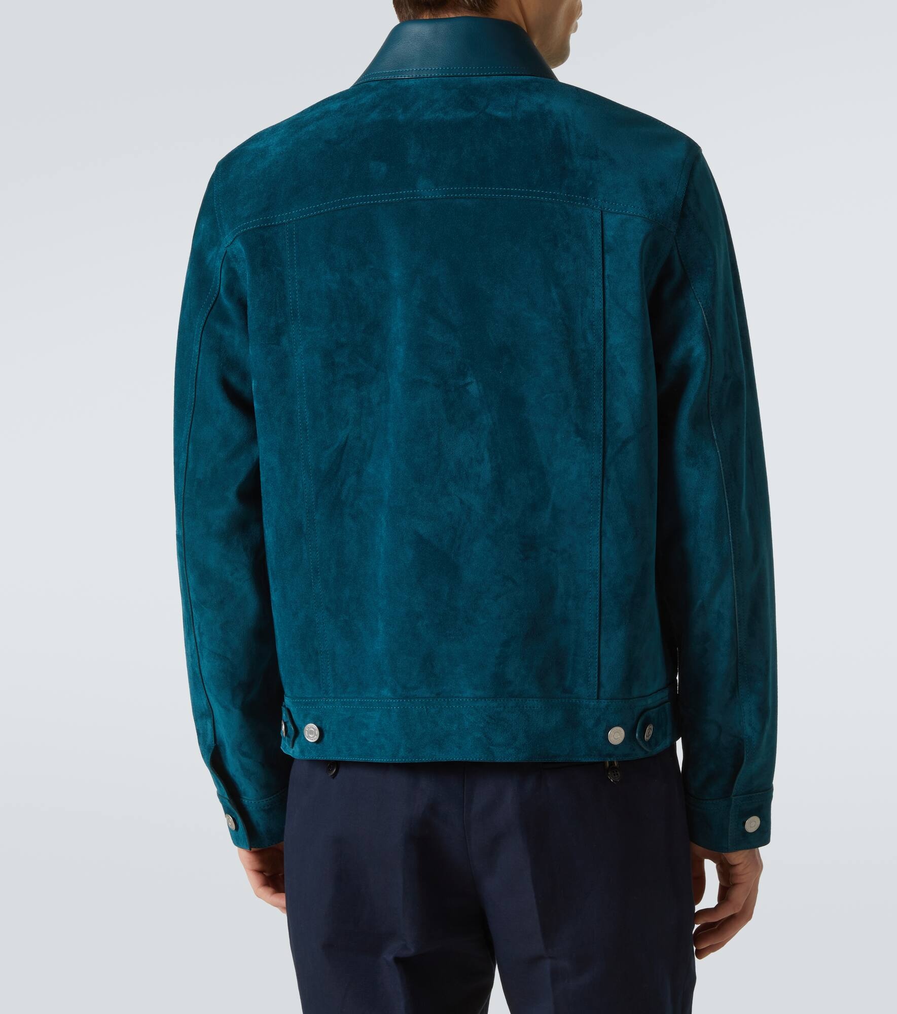 Leather-trimmed suede field jacket - 4