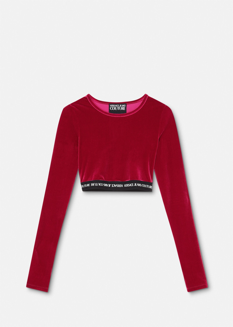 Logo Velvet Crop Top 1