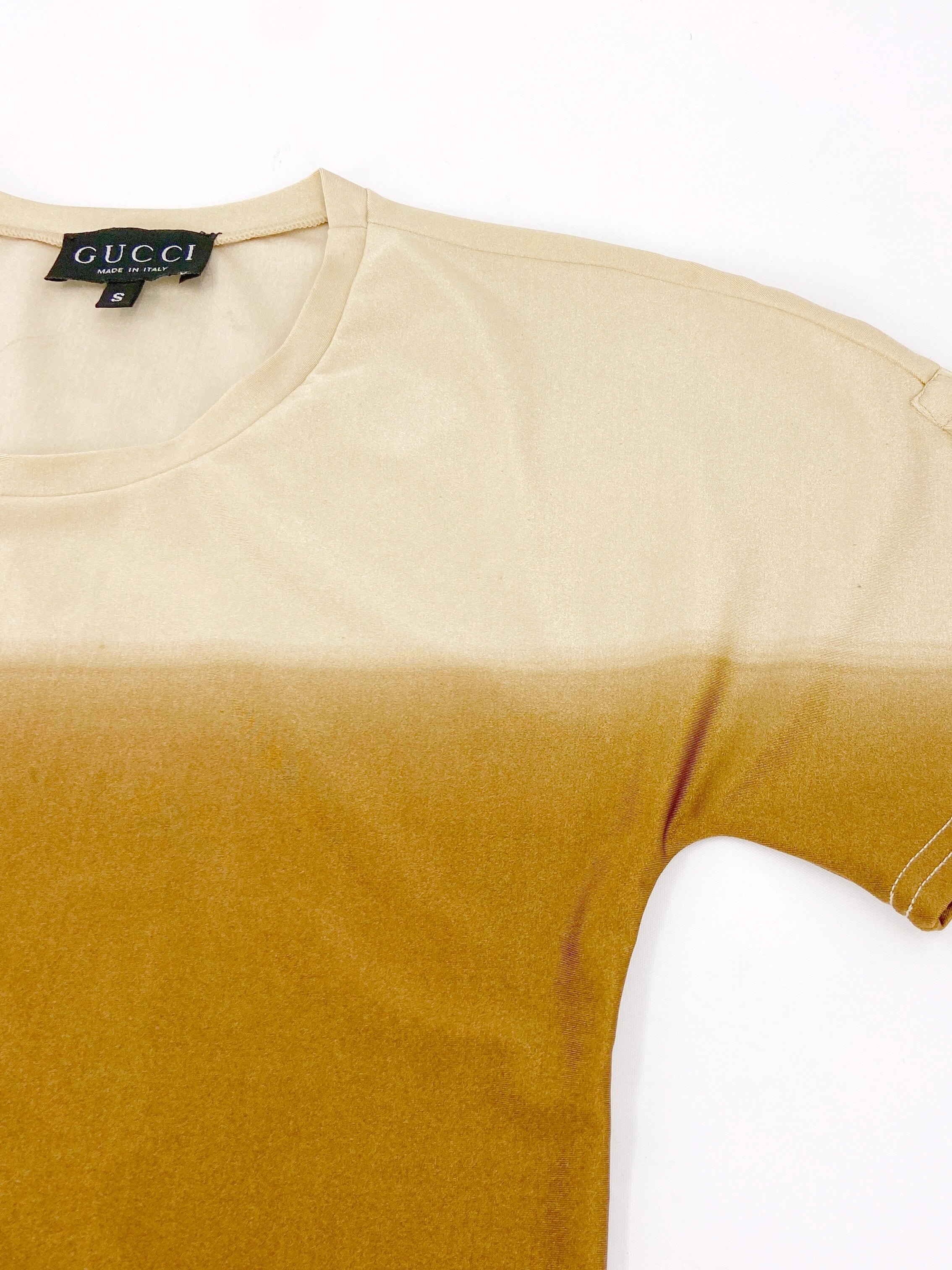 Gucci Spring 1997 Tom Ford Beige Ombré Tee S - 10