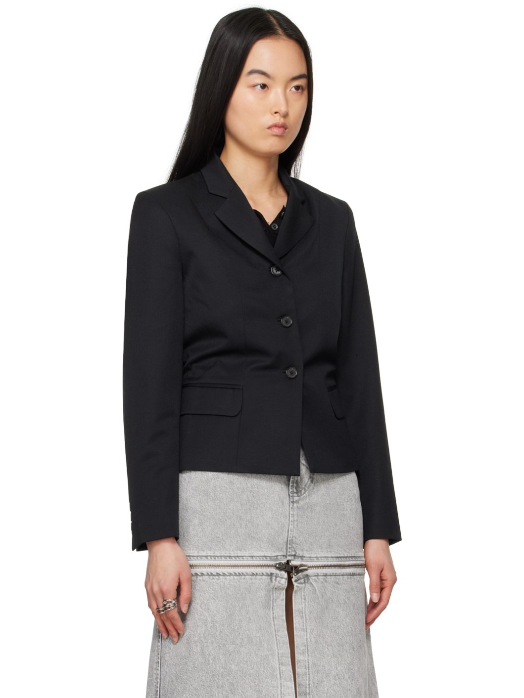 Black Cutout Blazer - 2