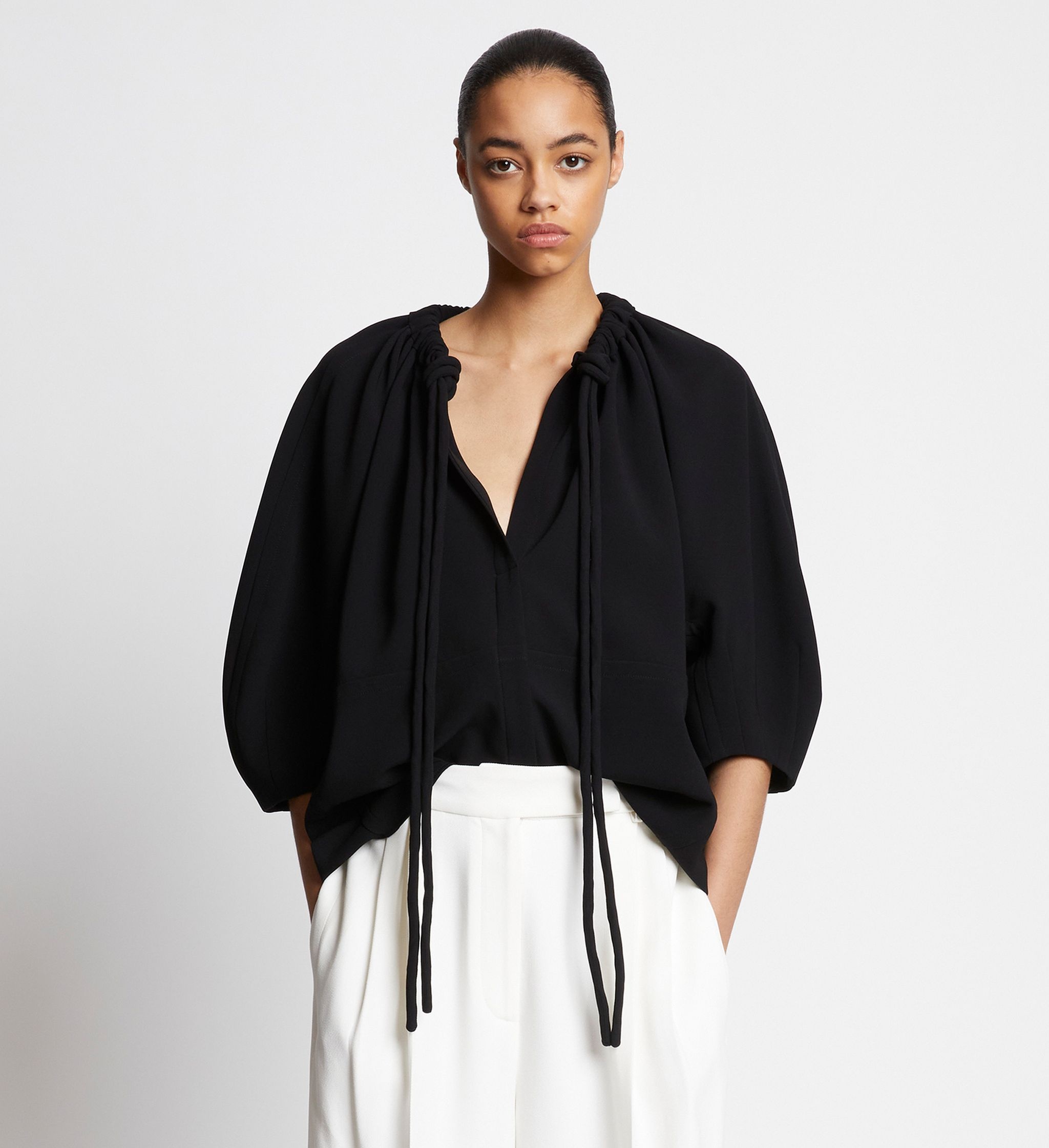 Matte Crepe V-neck Top - 2