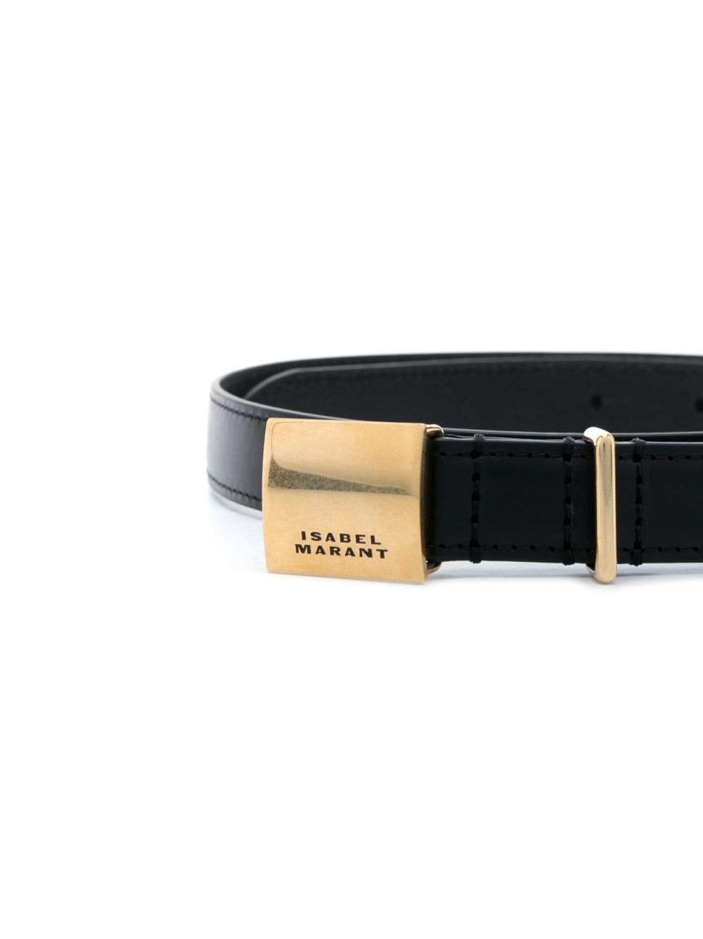 Lowell engraved-buckle leather belt - 2