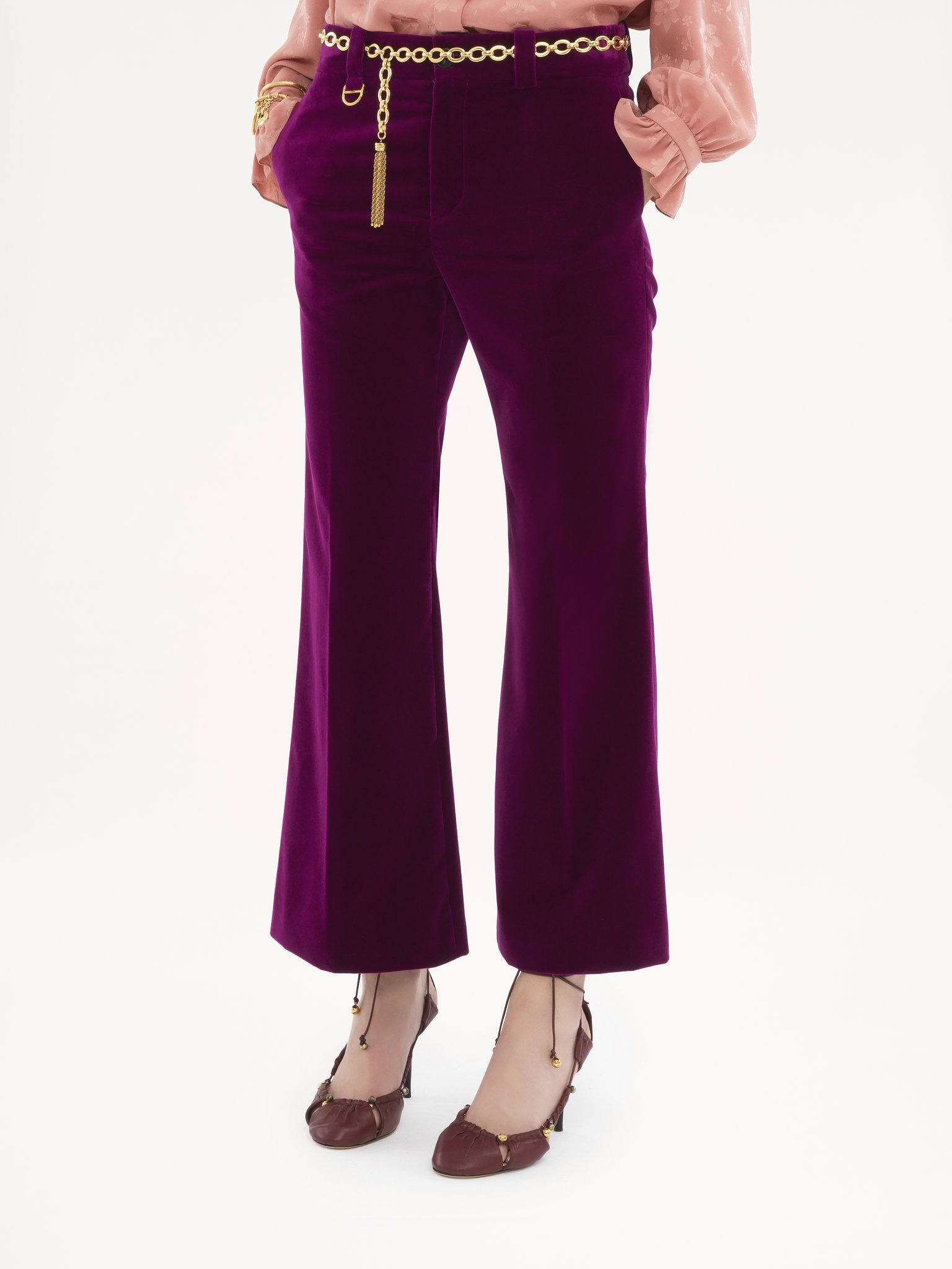 CROPPED BOOTCUT PANTS IN VELVET - 4