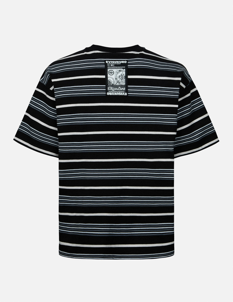 EVISU Striped Seagull Appliqué Embroidery Loose Fit T-shirt outlook