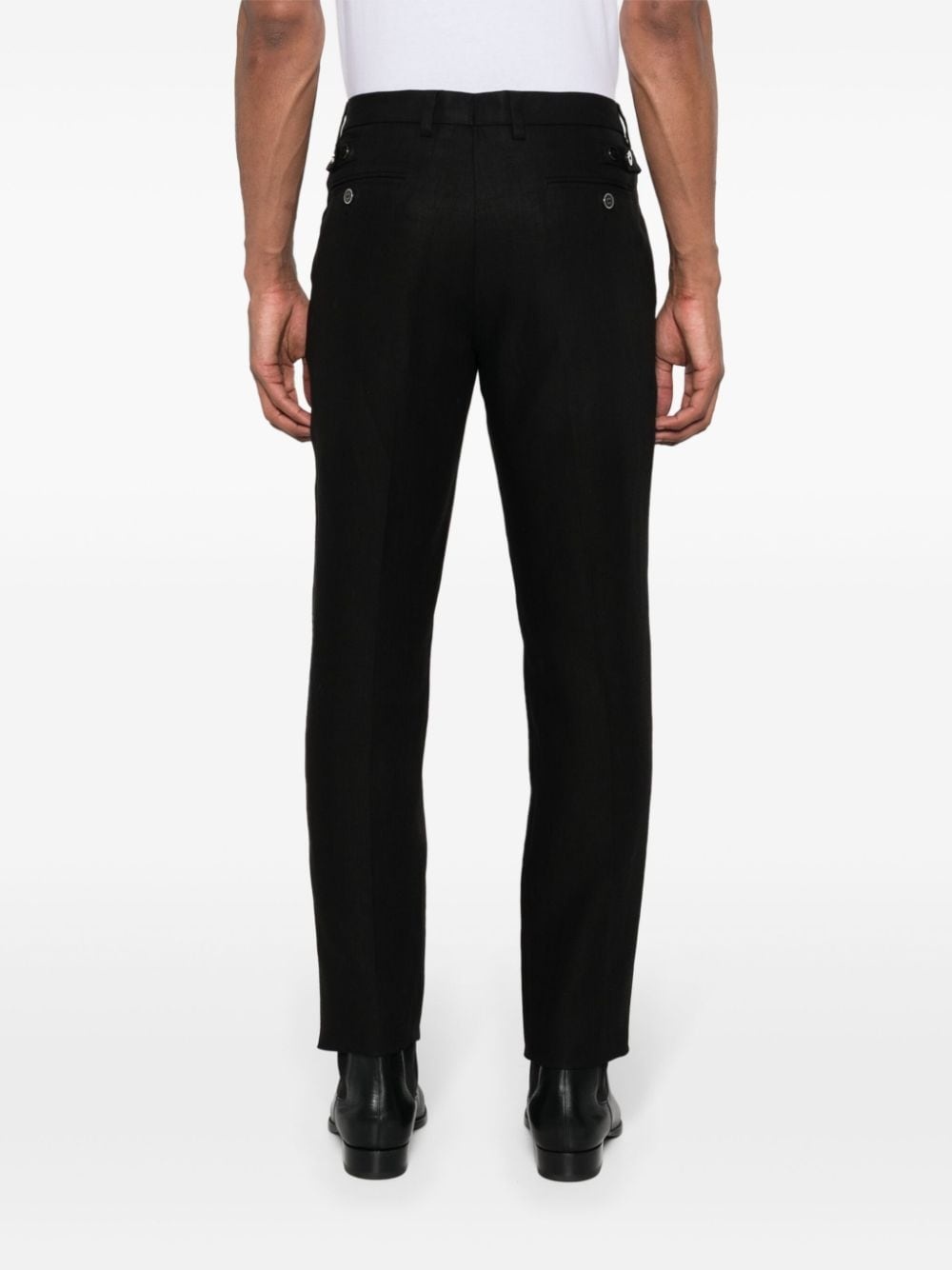slim-fit linen trousers - 4
