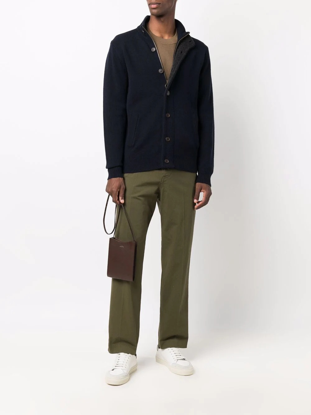 high-neck buttoned wool jumper - 2