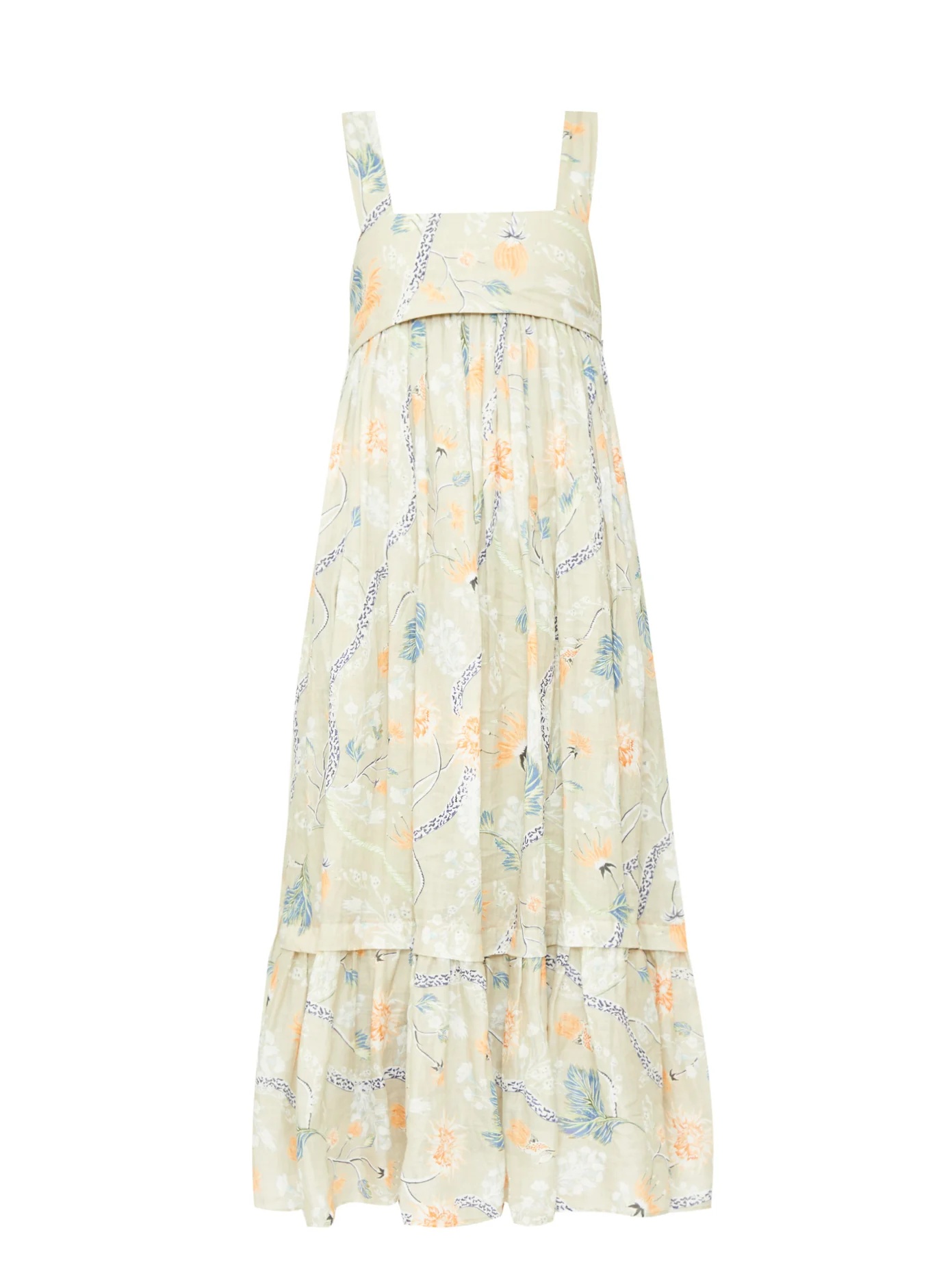 Floral-print voile midi dress - 1