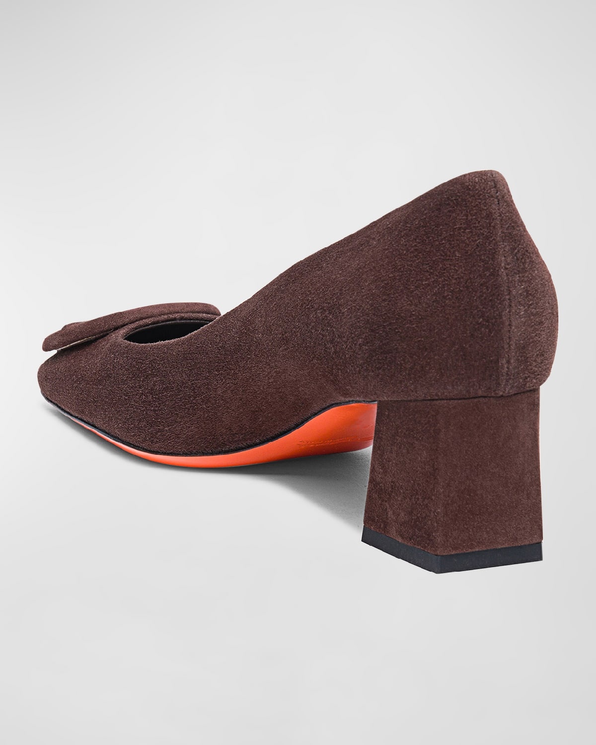 Suede Buckle Block-Heel Pumps - 4