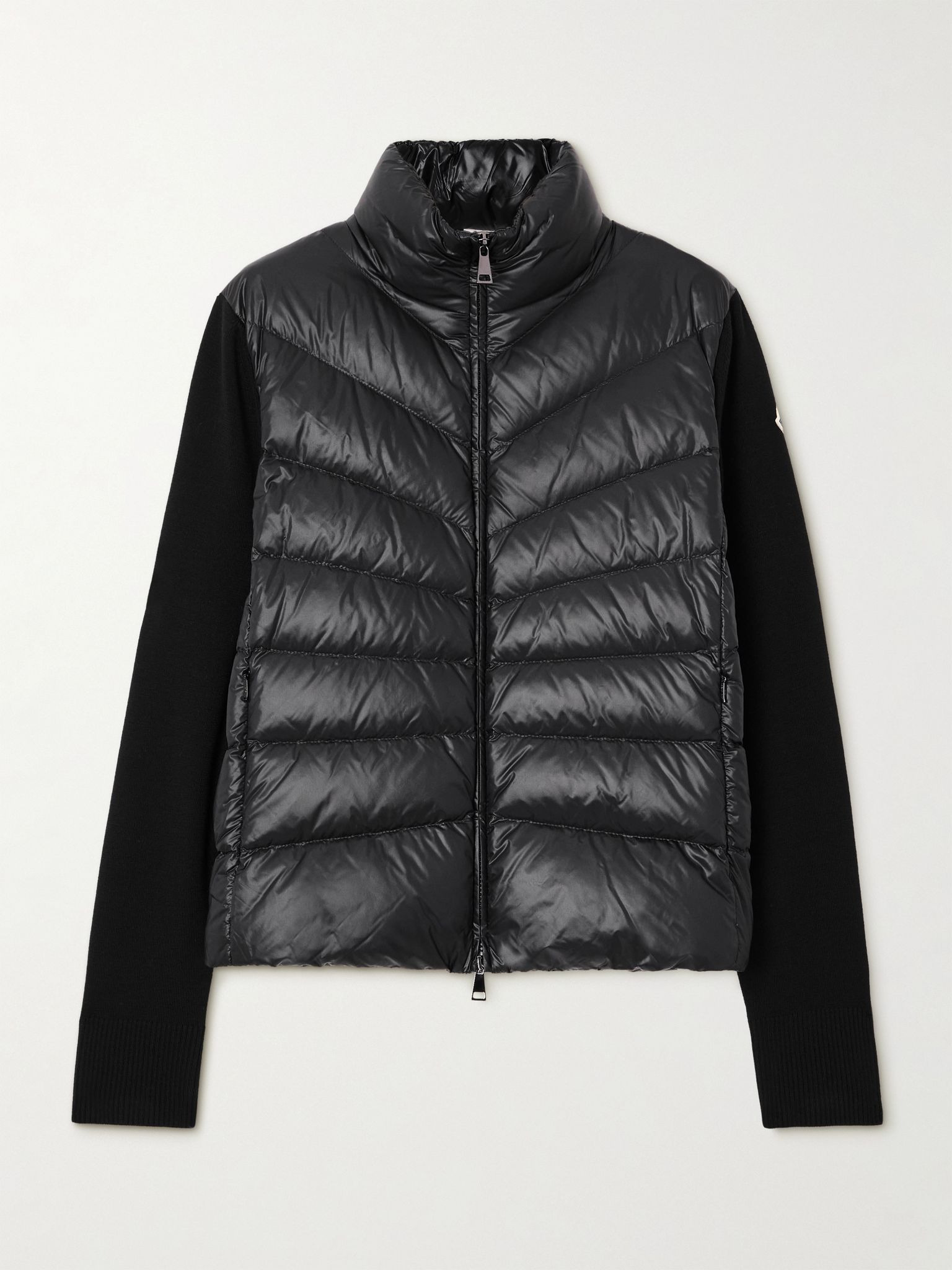 Wool and shell quilted down jacket Black - 1