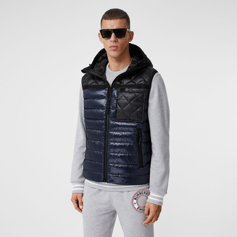 Diamond Quilted Panel Hooded Puffer Gilet 7