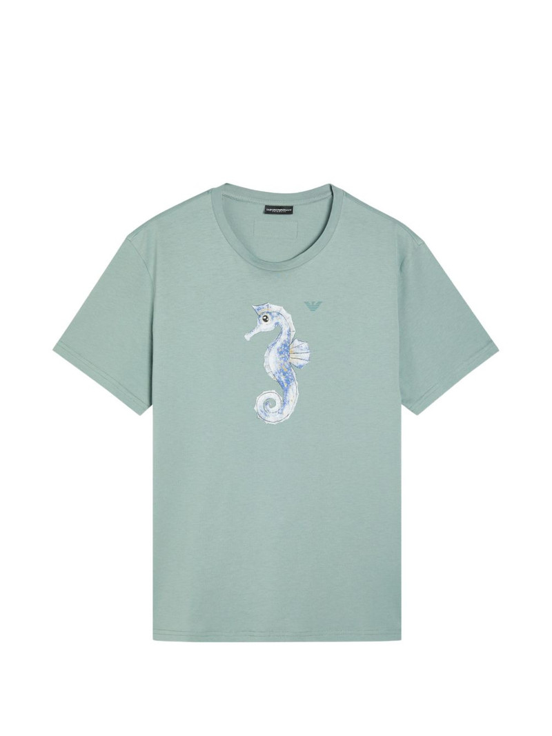 seahorse-embroidered T-shirt 1