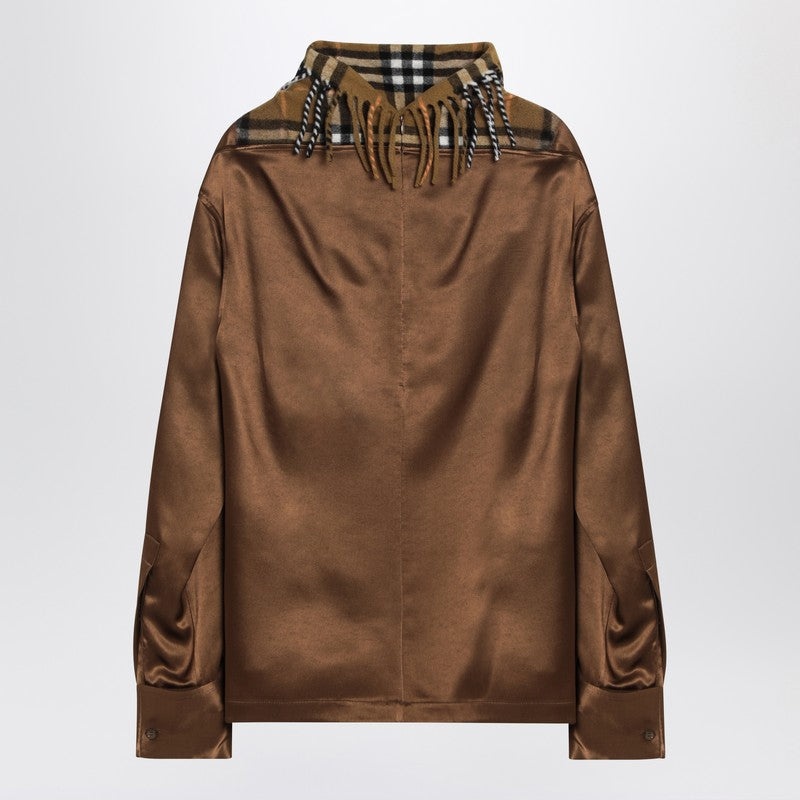 Burberry Satin Shirt With Check Panel Women - 2
