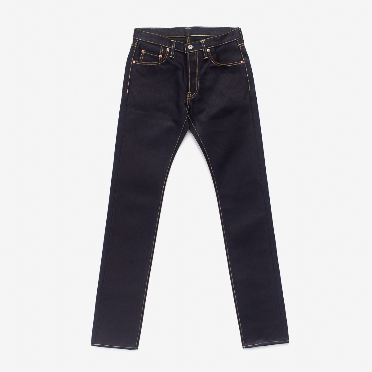 IH-777-XHSib 25oz Selvedge Denim Slim Tapered Cut Jeans - Indigo/Black - 1