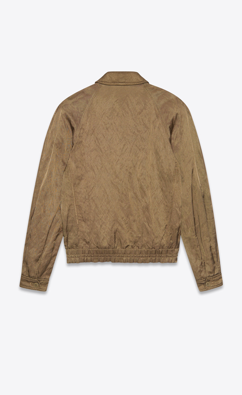 SAINT LAURENT zipped raglan jacket in metallic satin outlook