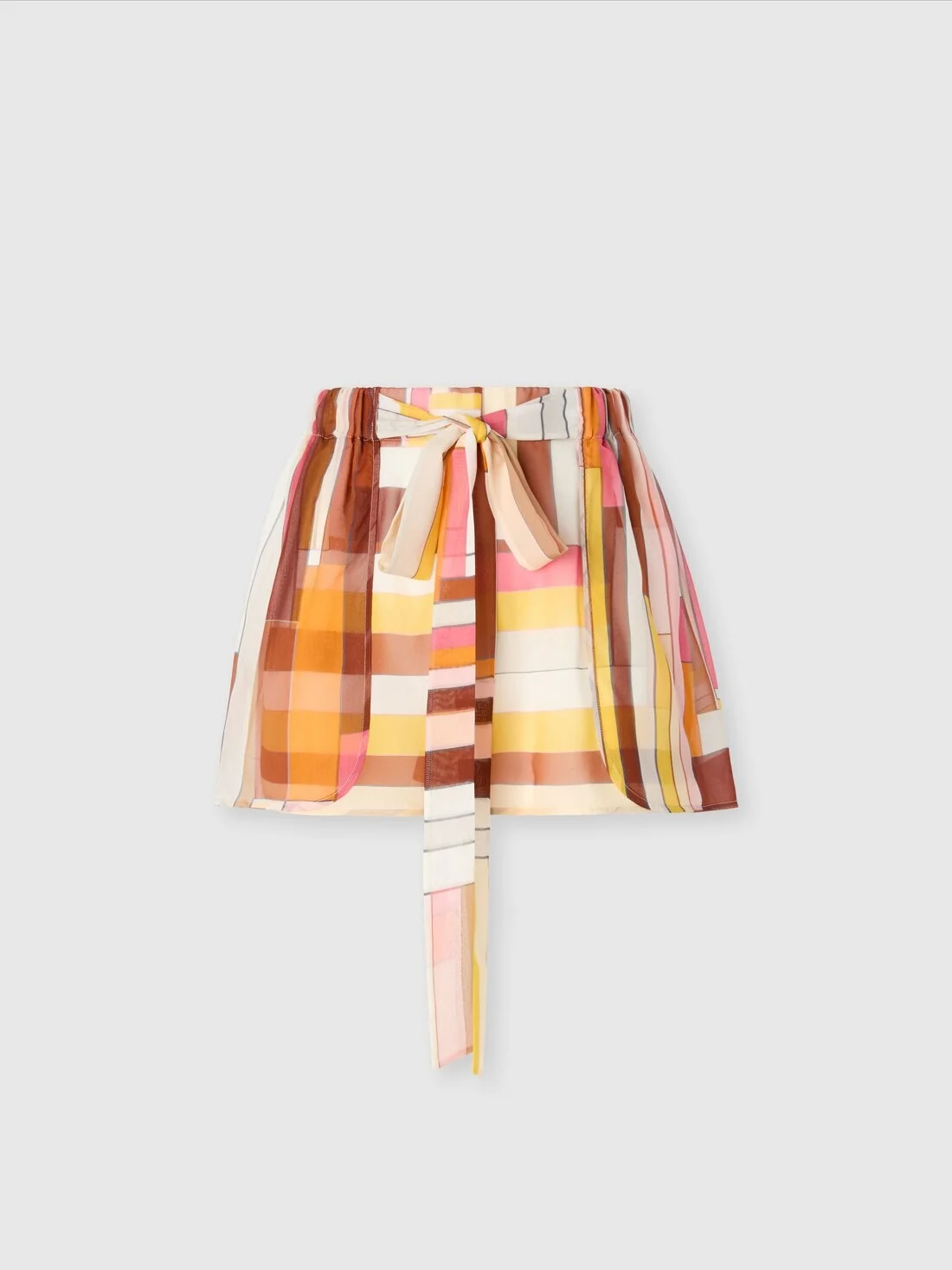 Printed silk cover-up shorts with belt - 1