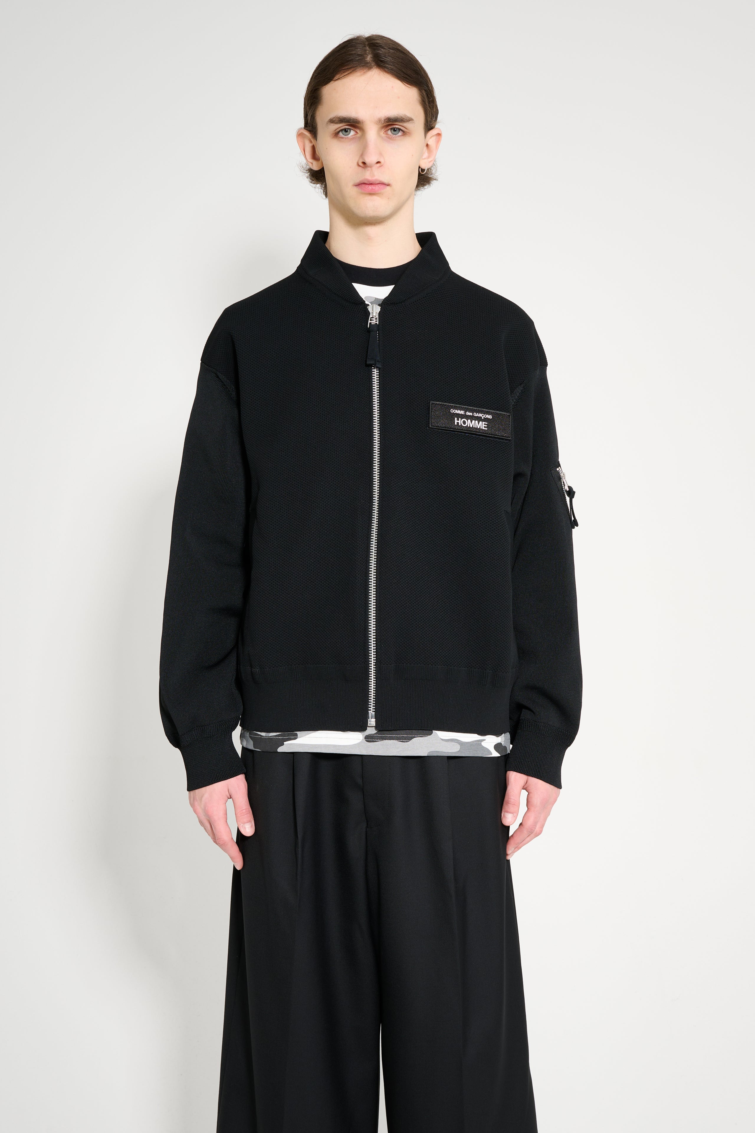 COMME DES GARÇONS HOMME POLYESTER BOMBER JACKET BLACK - 1