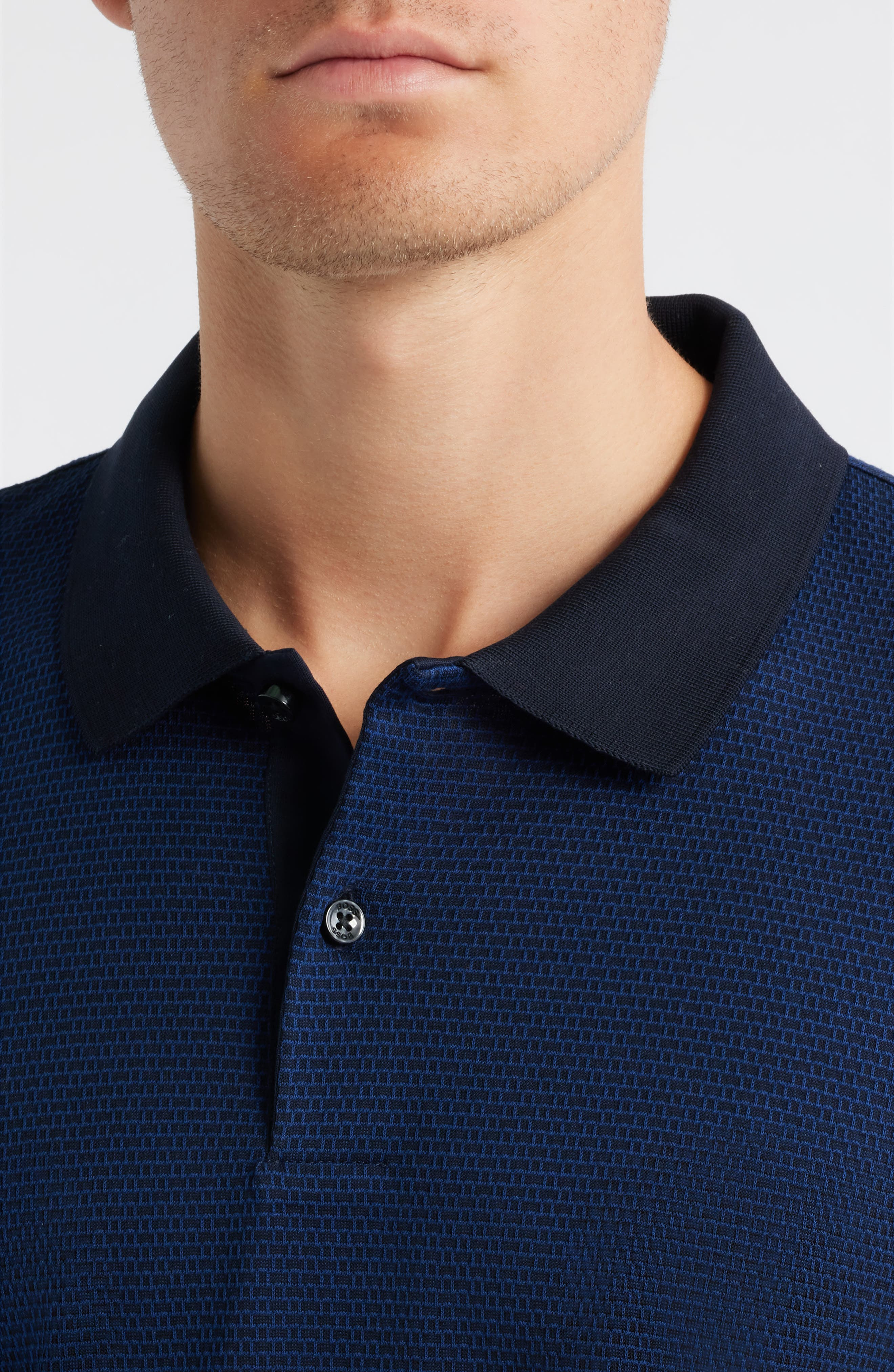 BOSS Parlay Texture Polo in Dark Blue at Nordstrom - 4