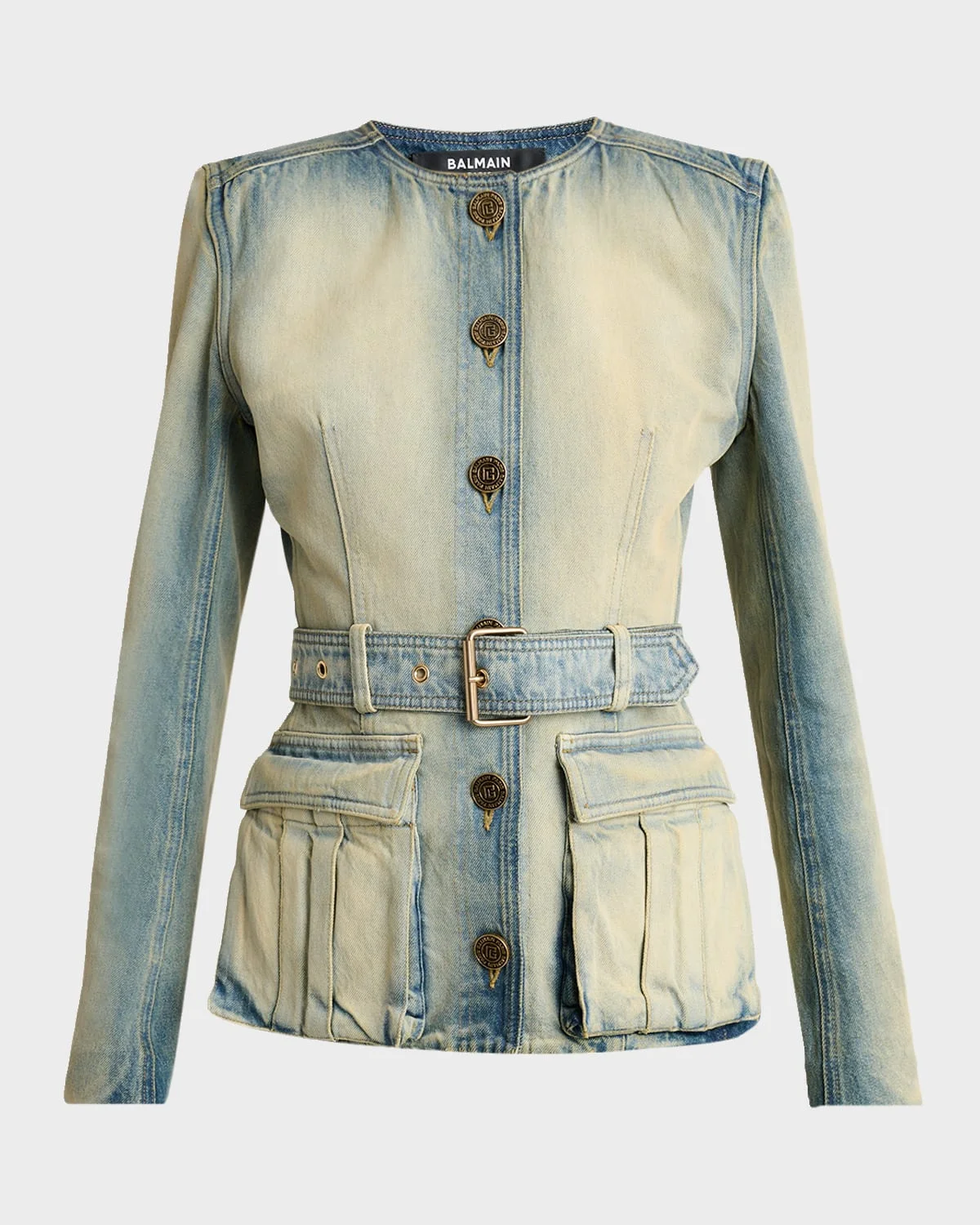 Button-Down Belted Denim Top - 1