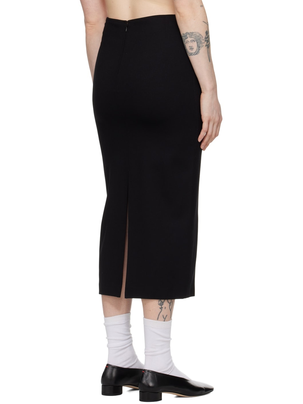 Black Heavy Midi Skirt - 3