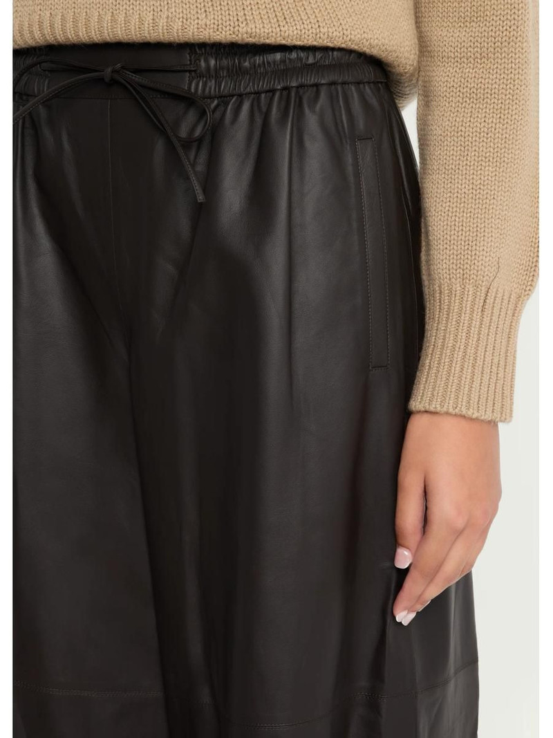 Wide Lambskin Leather Culottes 5