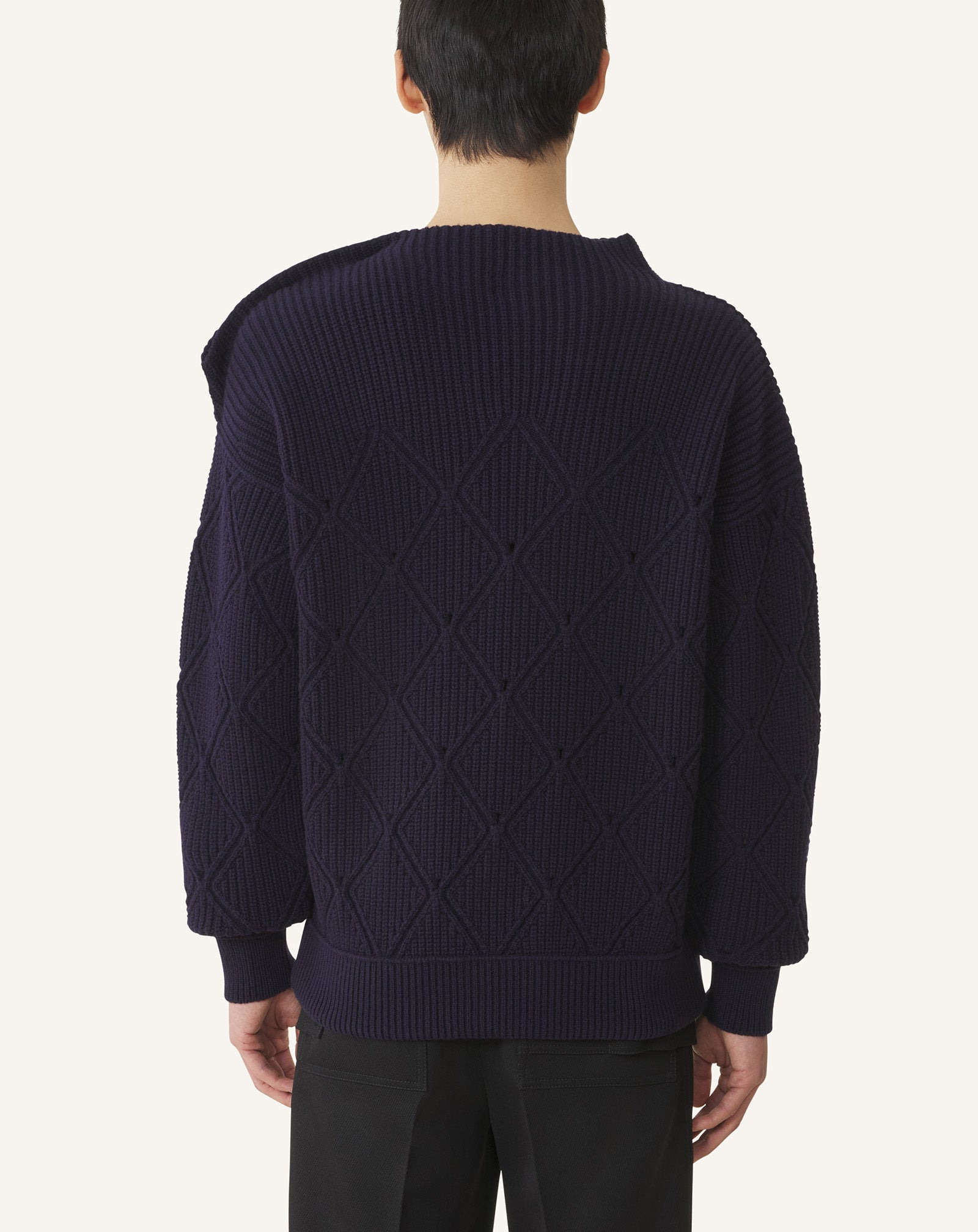 DIAMOND DETAIL WOOL PULLOVER SWEATER - 4