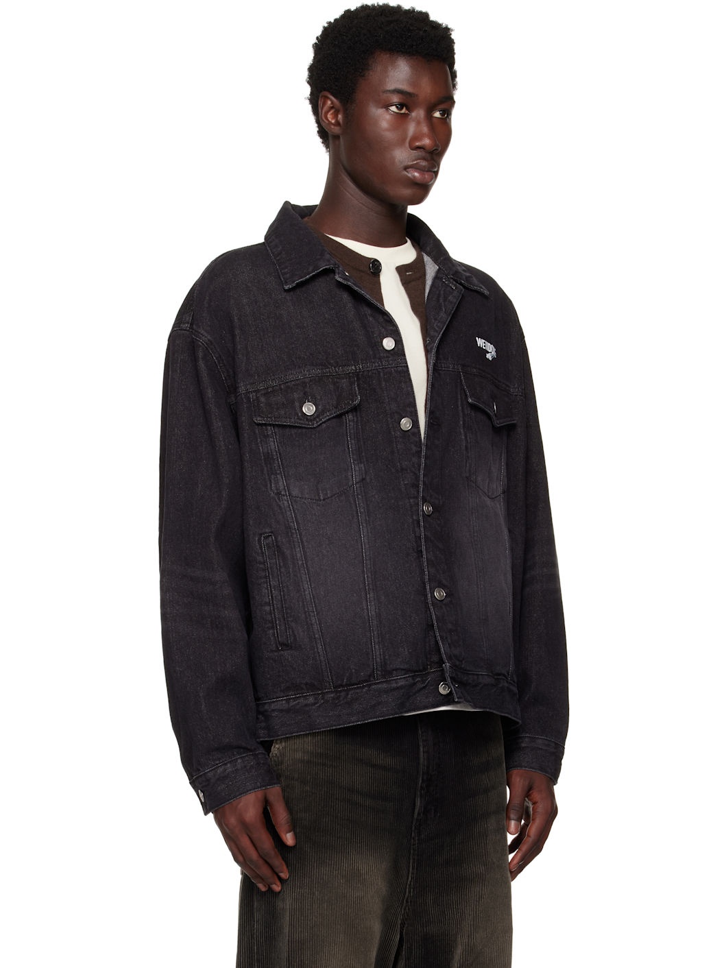 Black '1506' Logo Loose-Fit Trucker Denim Jacket - 2
