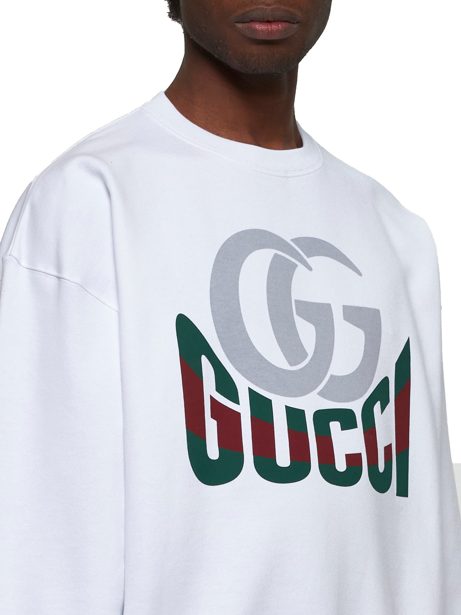 Gucci Men White Printed Jersey Sweatshirt - 4