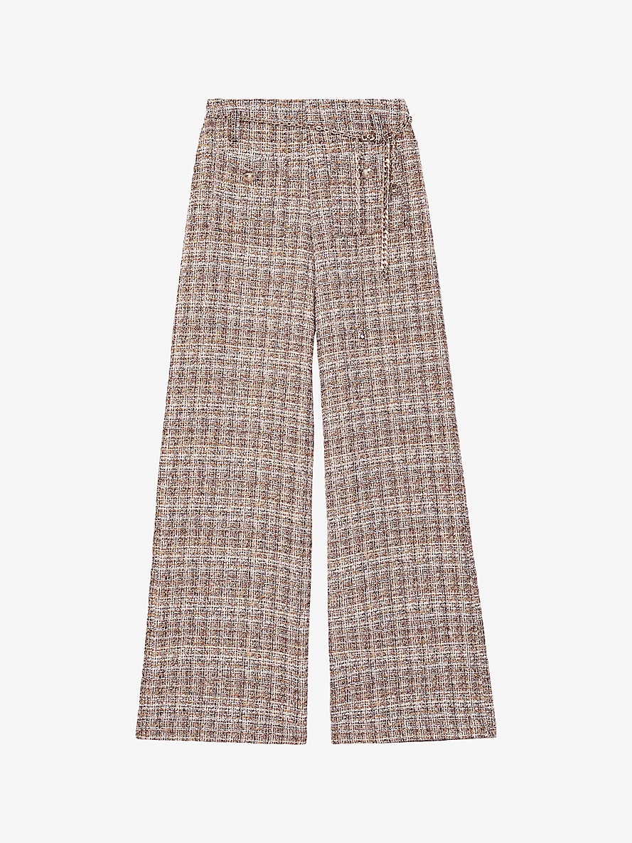 Straight-leg high-rise tweed trousers - 1