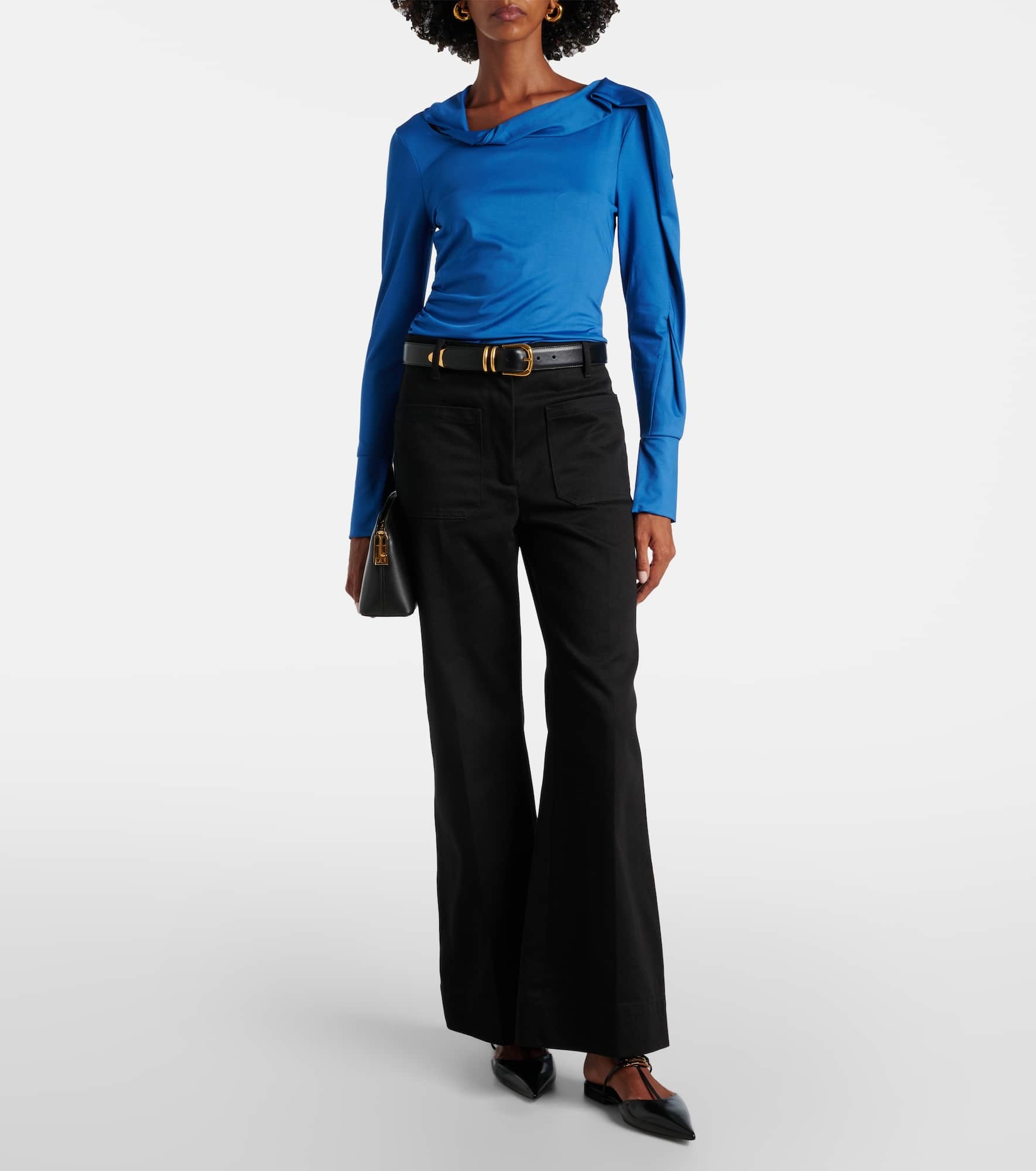 Ruched asymmetric jersey top - 2