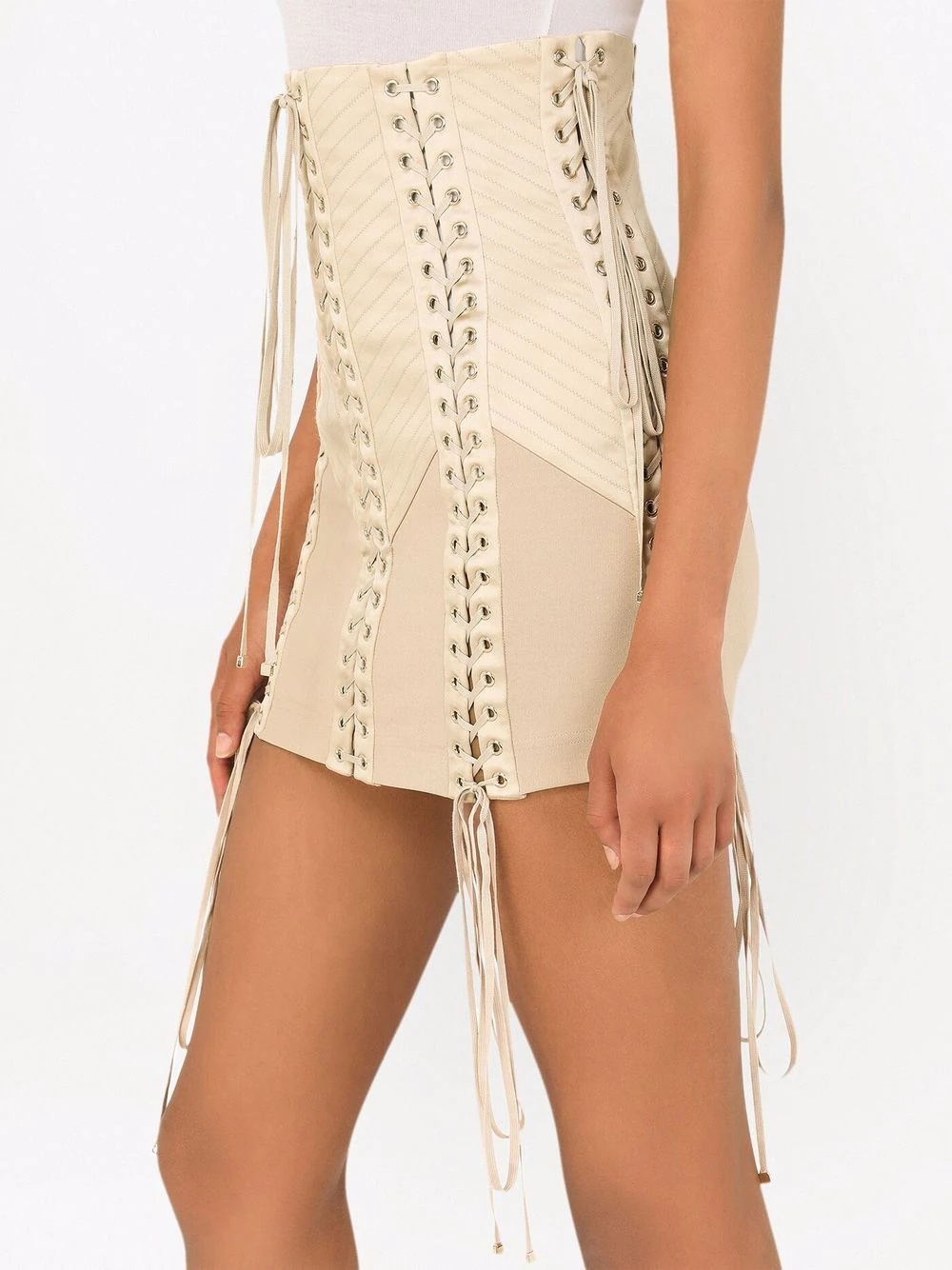 high-waisted lace-up skirt - 5