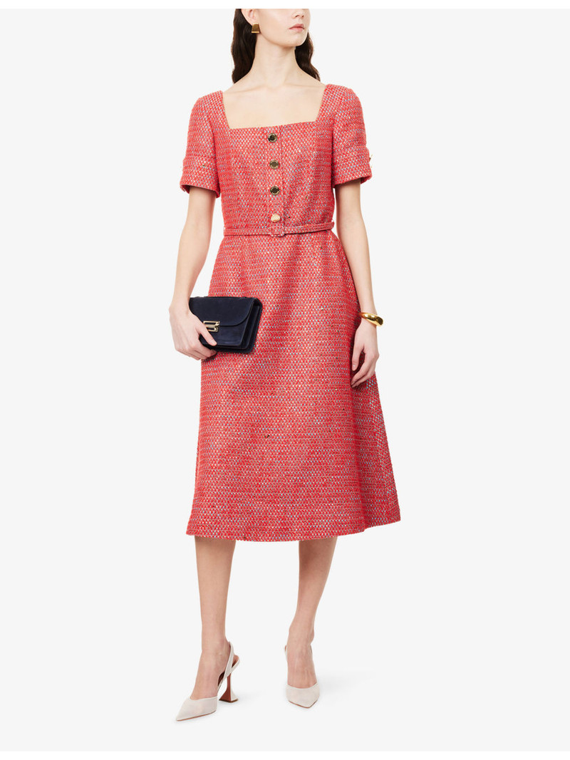 CAROLINA HERRERA Lurex-Tweed Cotton-Blend Midi Dress outlook