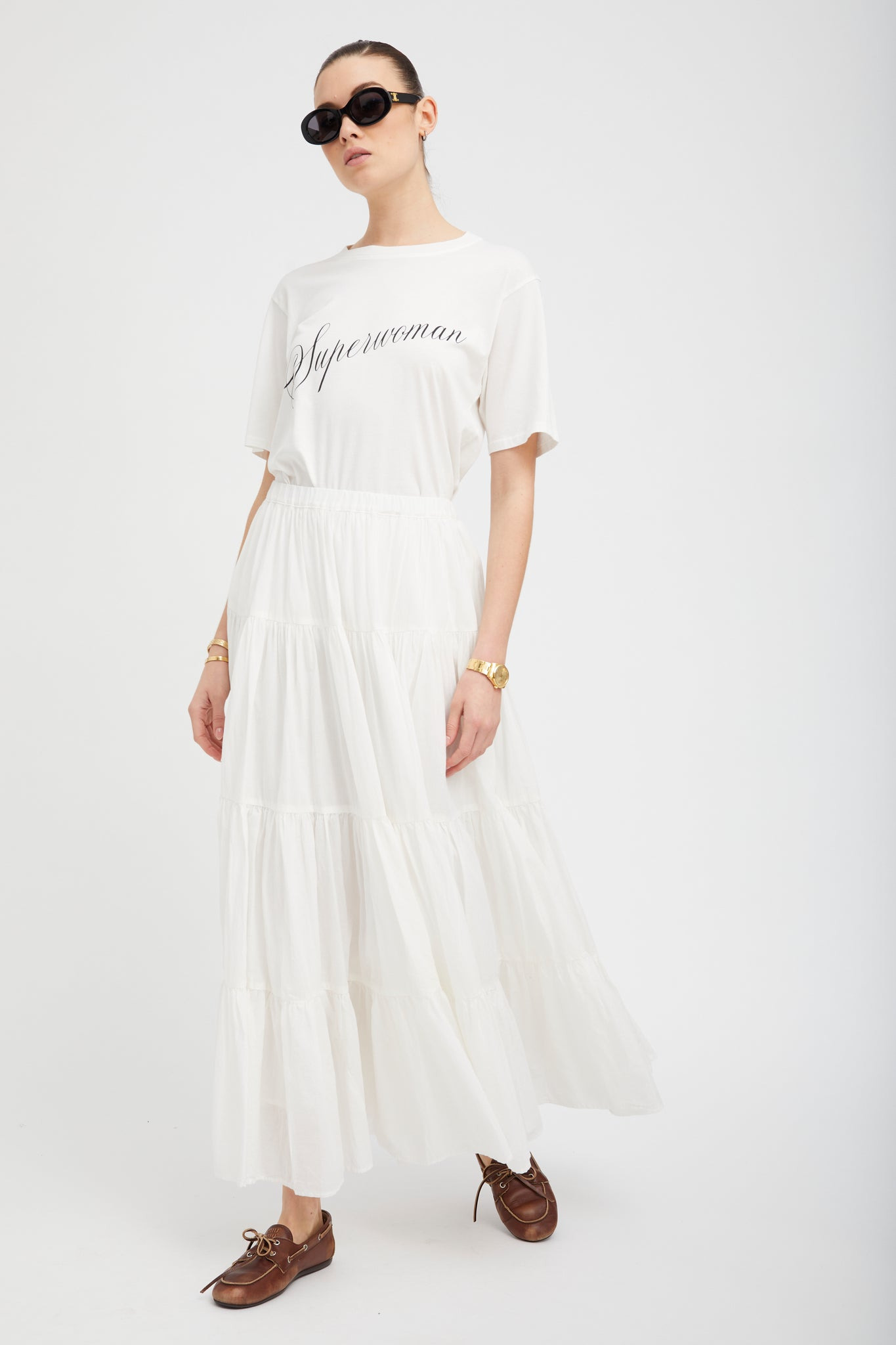 WHITE VOILE TIERED MAXI SKIRT - 7