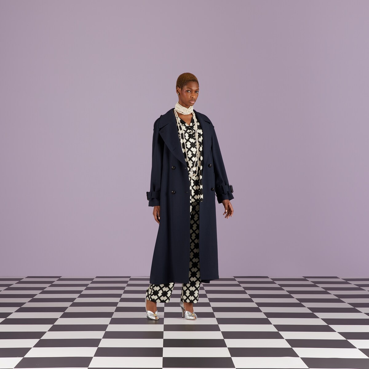 Rhombus tile silk pant - 2