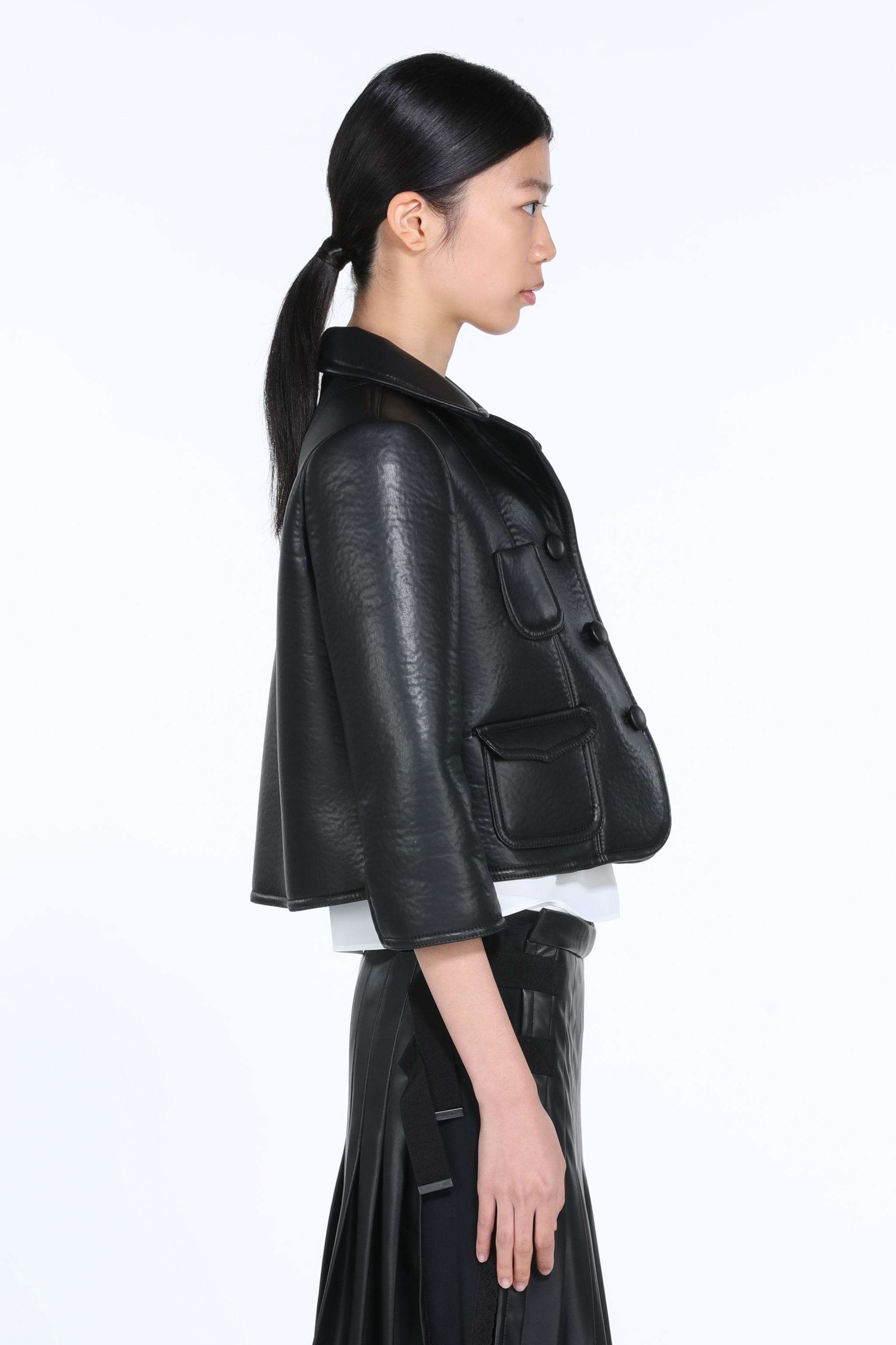 CROPPED SYNTHETIC-LEATHER JACKET - 3