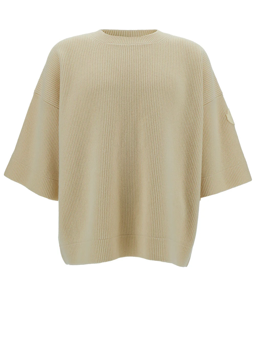 Moncler Genius Men Beige Ribbed Sweater With Moncler X Roc Nation By Jay-Z Patch In Wool Man - 1