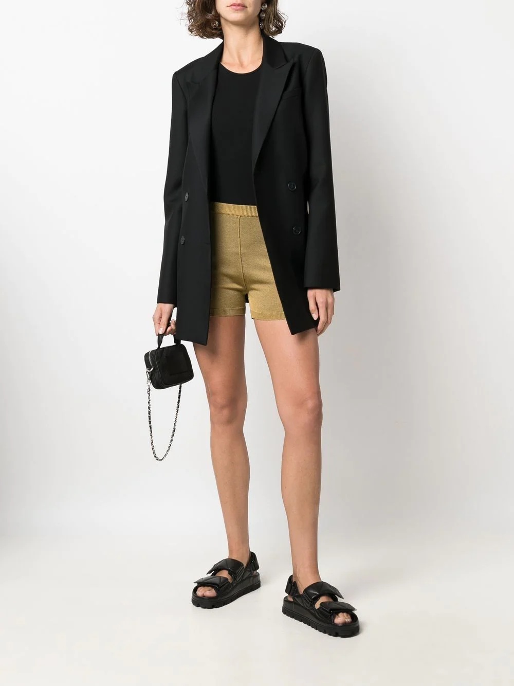 metallic-thread knit shorts - 2