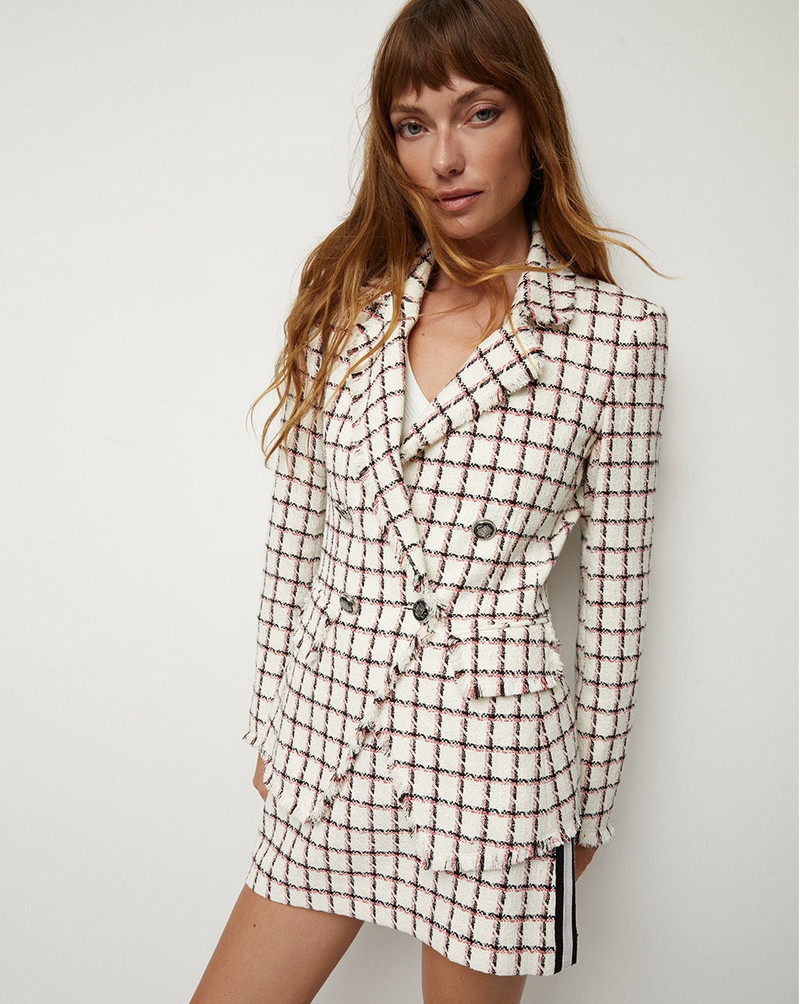 VERONICA BEARD TAJA GRAPHIC TWEED DICKEY JACKET outlook