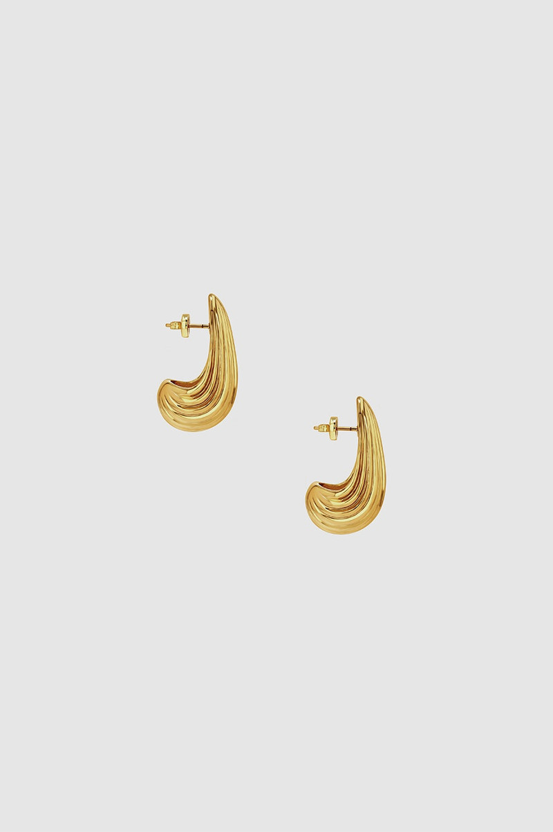 Ribbed Drop Earrings - Gold 3