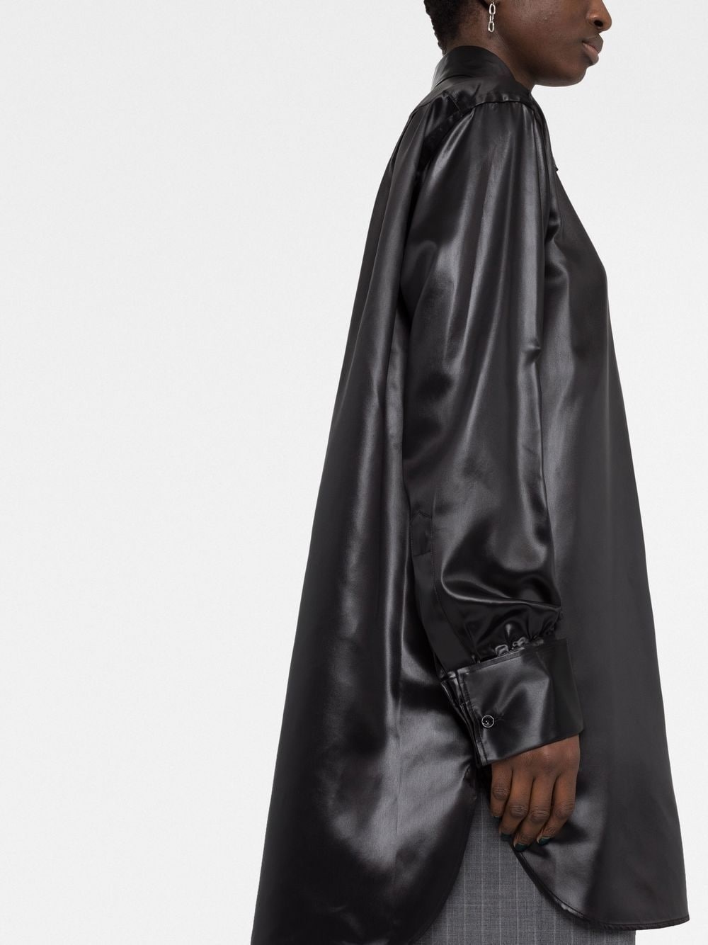 faux-leather long-sleeved shirt - 3