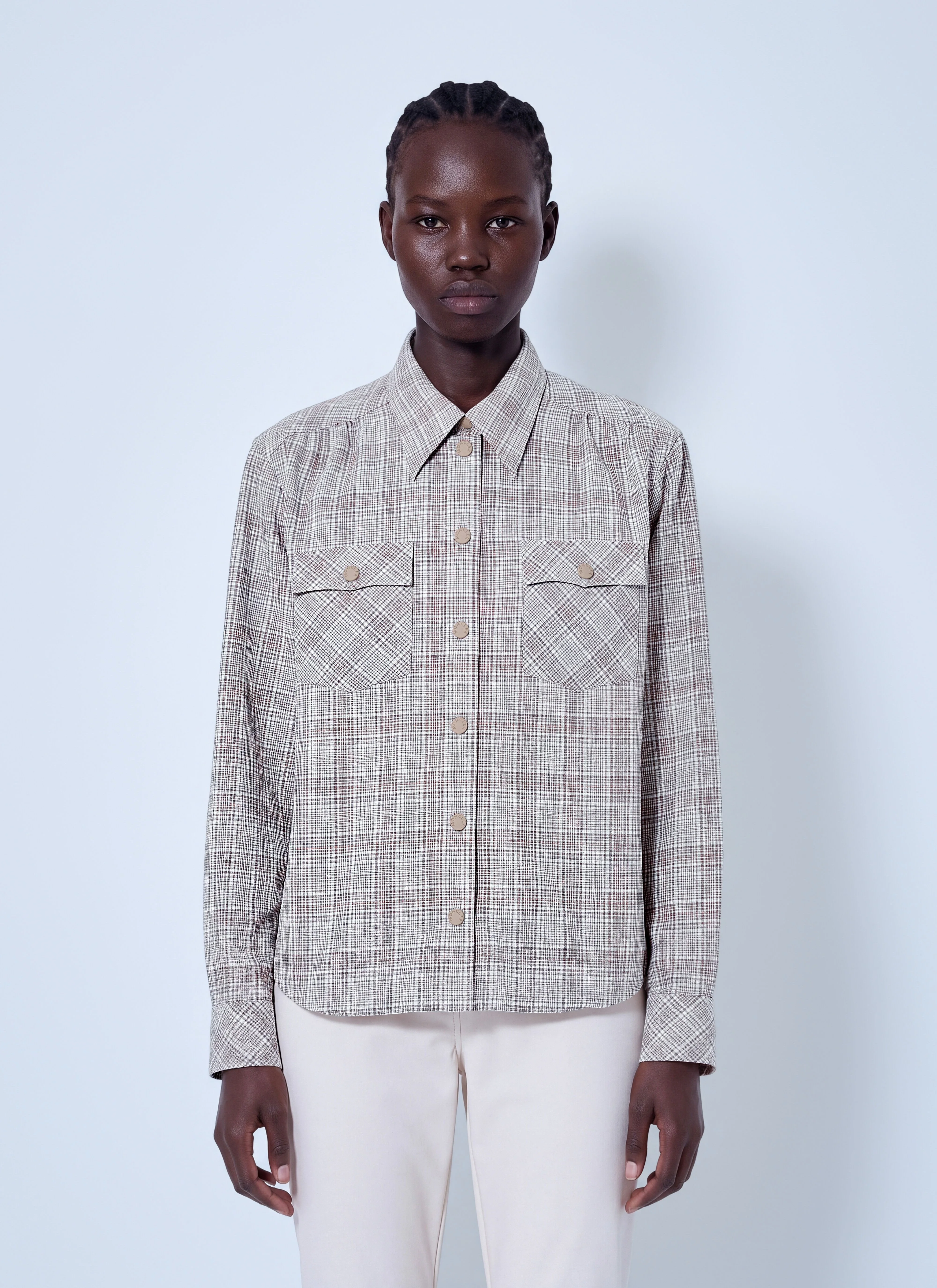 Checked Button-Up Shirt - 1