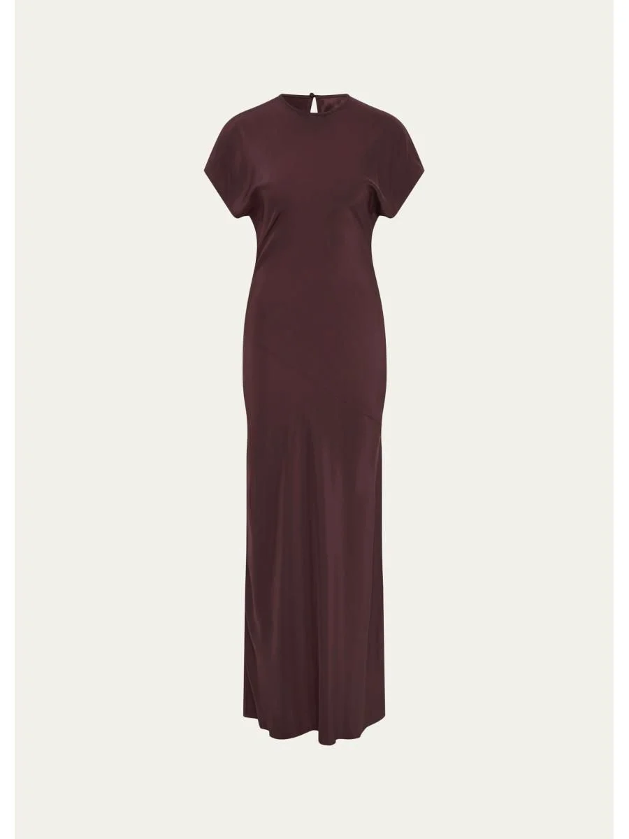 Noria Silk Cap-Sleeve Gown - 1