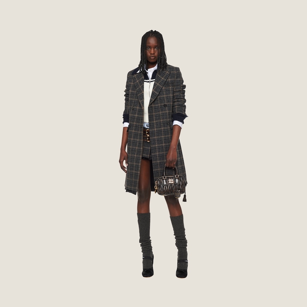 Double-breasted plaid coat - 1