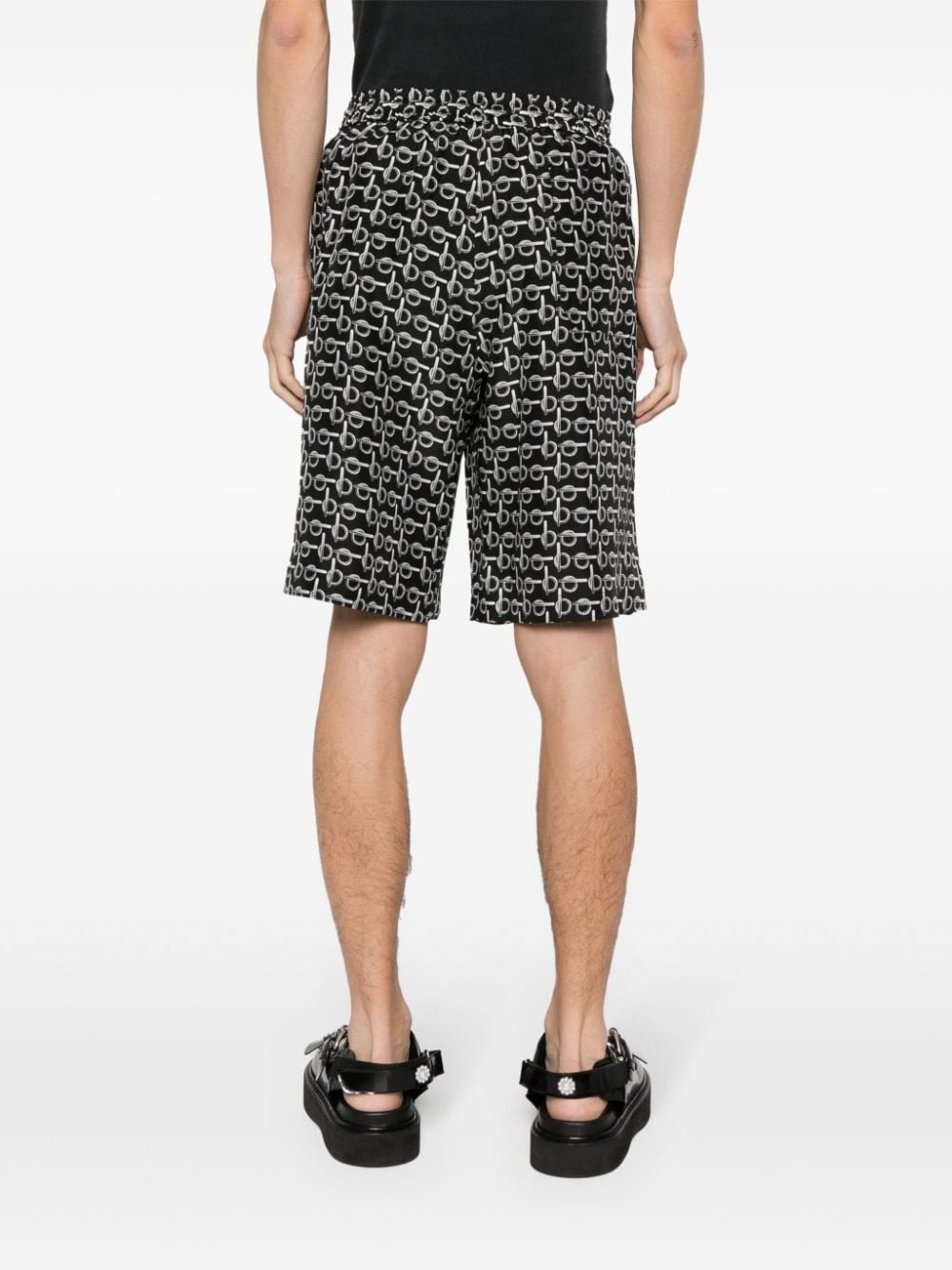 B elasticated-waistband silk shorts - 4