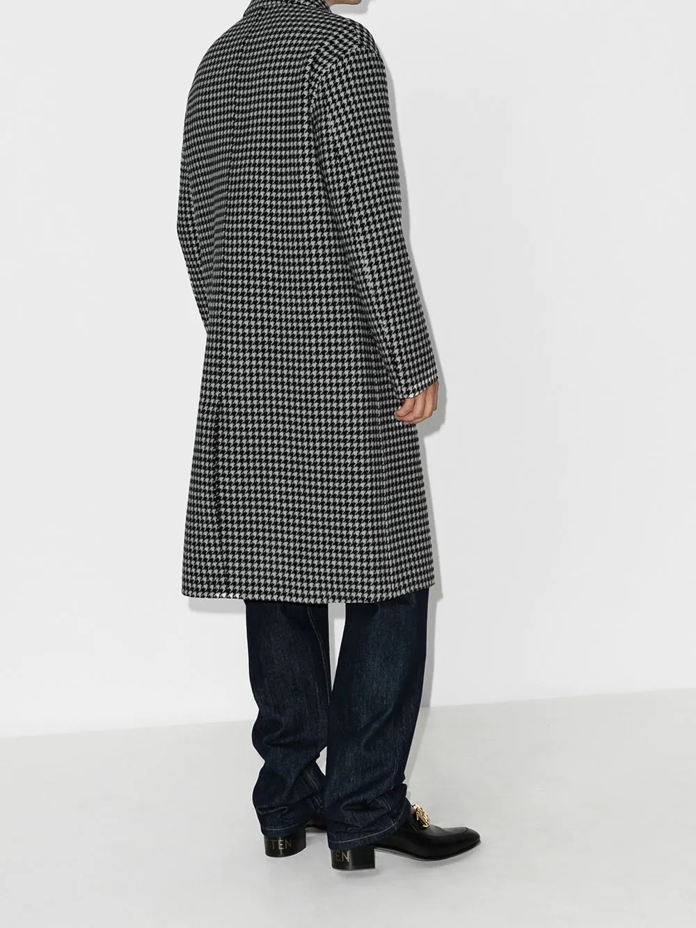 houndstooth wool overcoat - 3