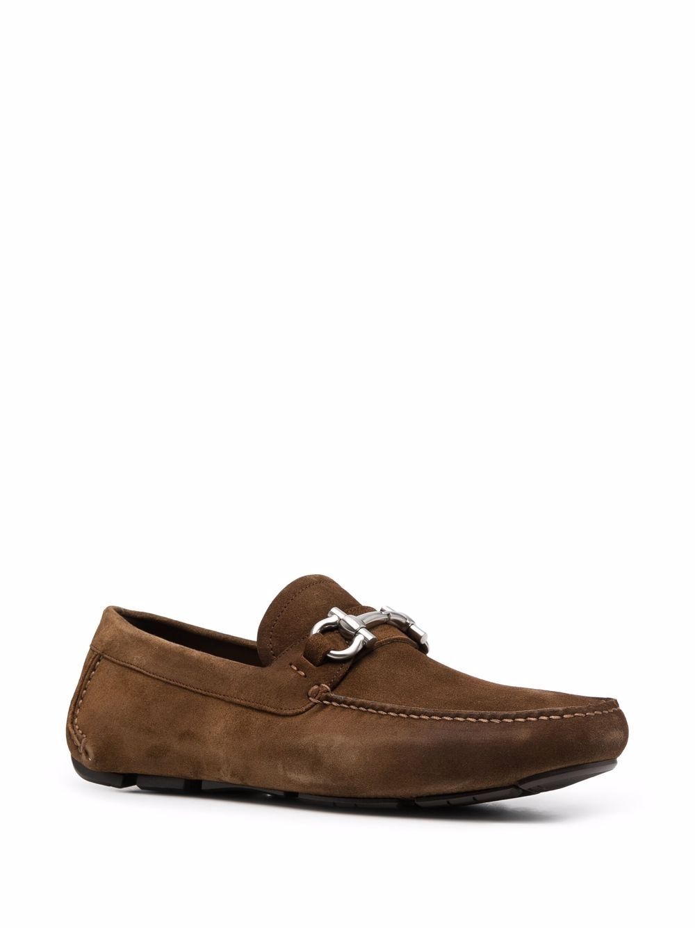 Gancini plaque suede loafers - 2