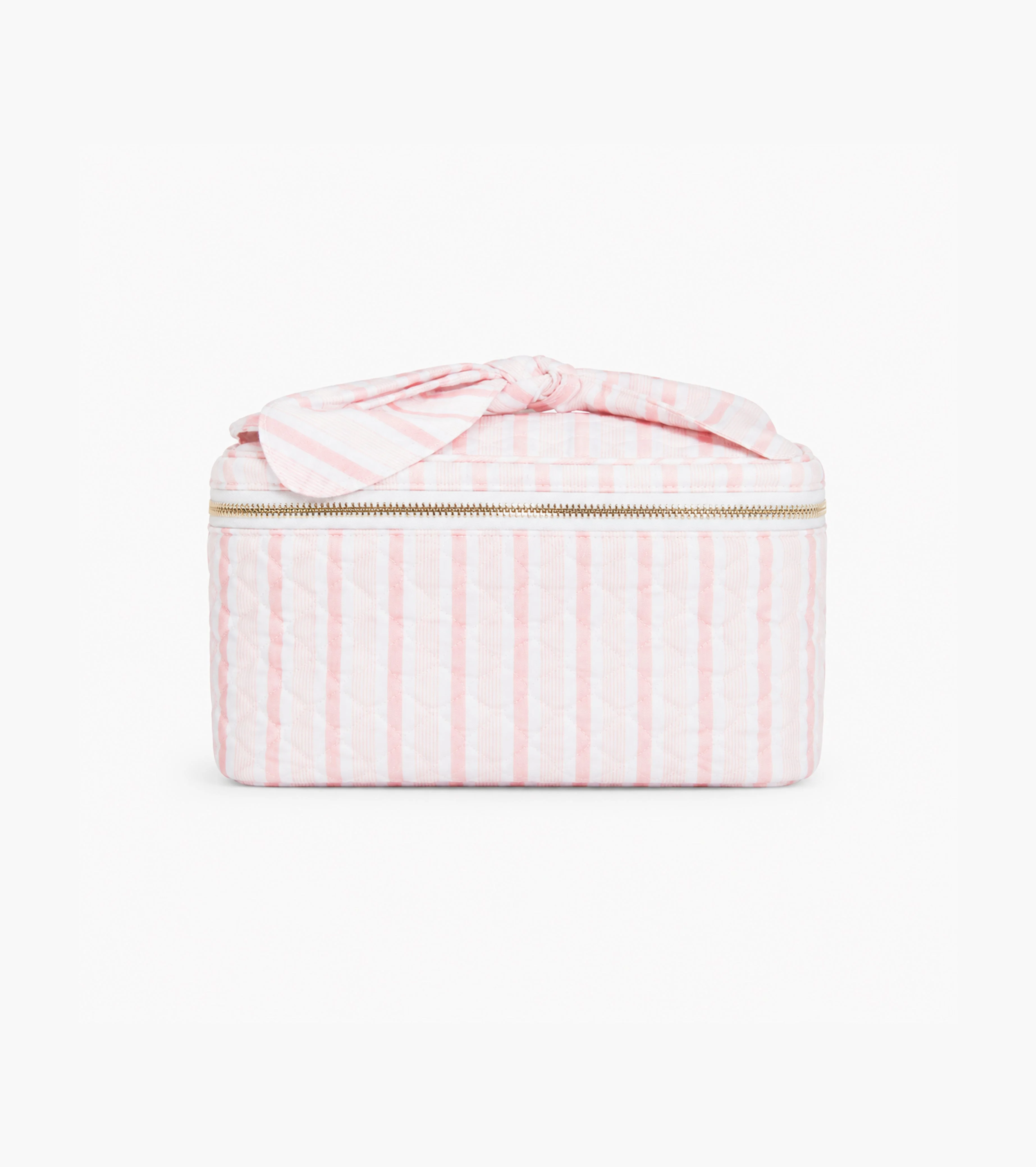 The Bow Top Cosmetic Bag - Pink Variegated Stripe - 1