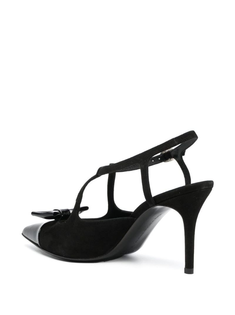 bow-embellished leather pumps - 5
