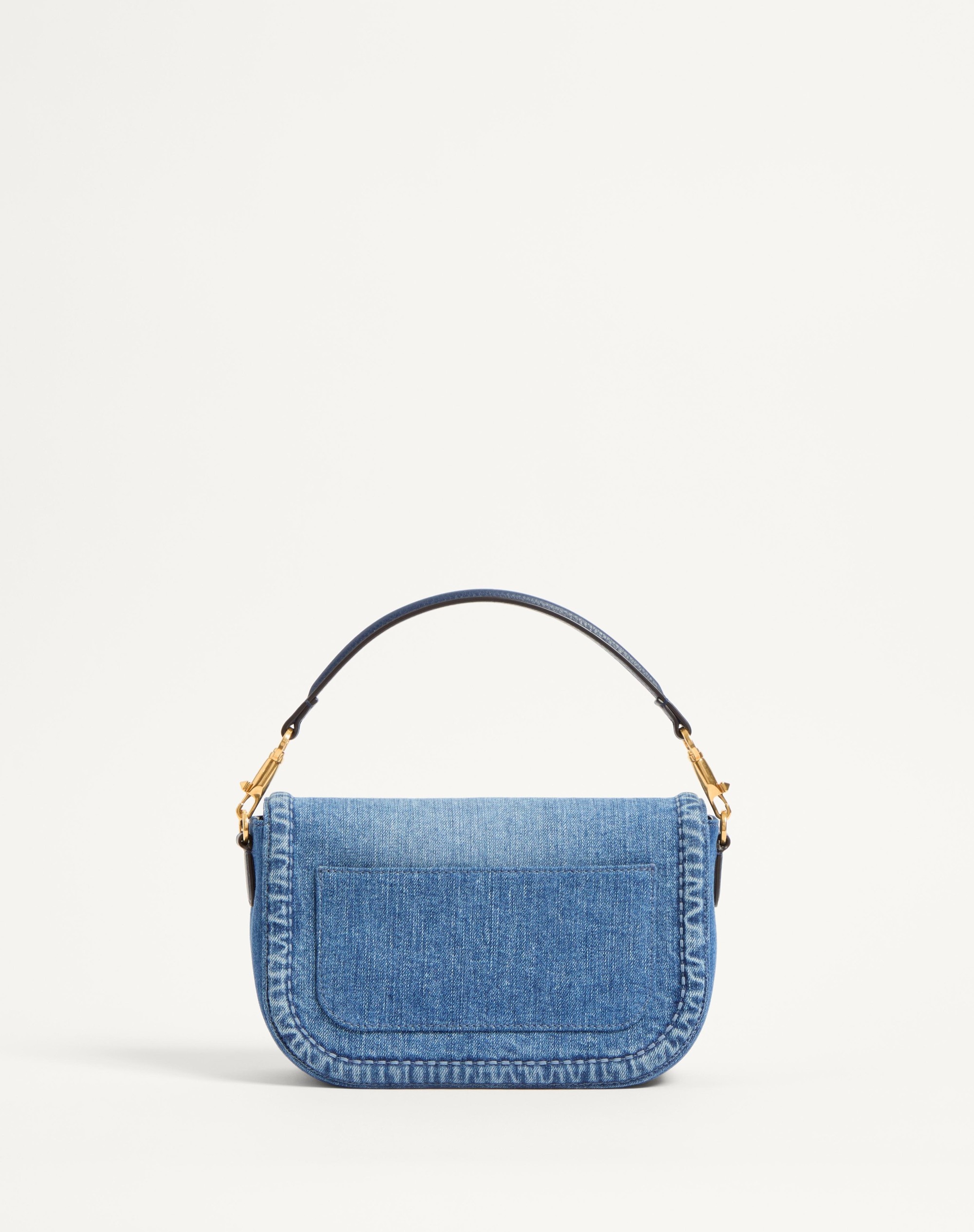 VALENTINO GARAVANI ALLTIME DENIM SHOULDER BAG WITH EMBROIDERED RIBBON STRAP - 4