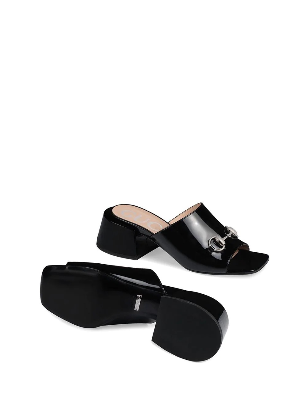 Patent leather mid-heel slides - 3